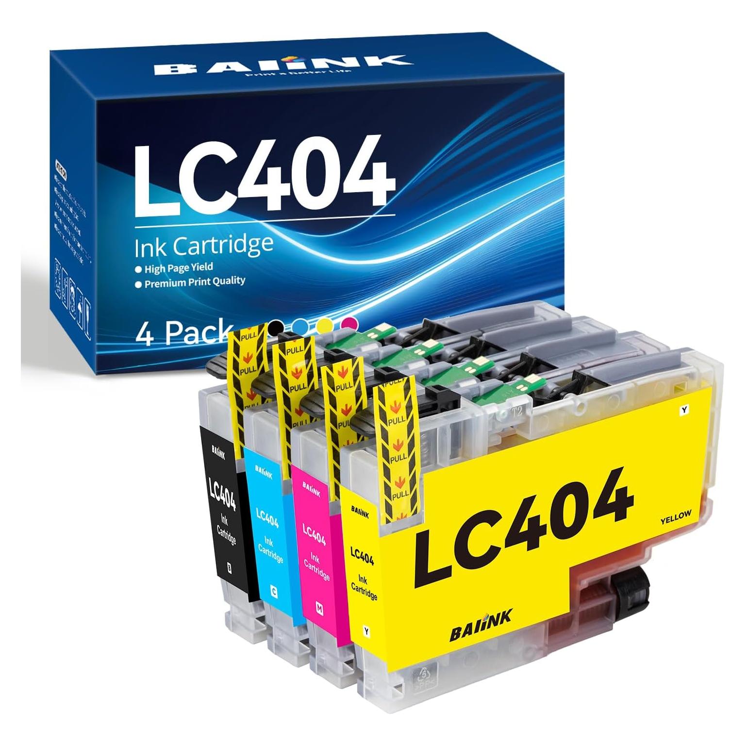 LC404 Ink Cartridges Replacement for Brother Ink Cartridges LC404 LC-404 LC404XL Compatible with Brother MFC-J1205W MFC-J1215W MFC-J1205W XL Printer (4 Pack, Black Cyan Magenta Yellow)