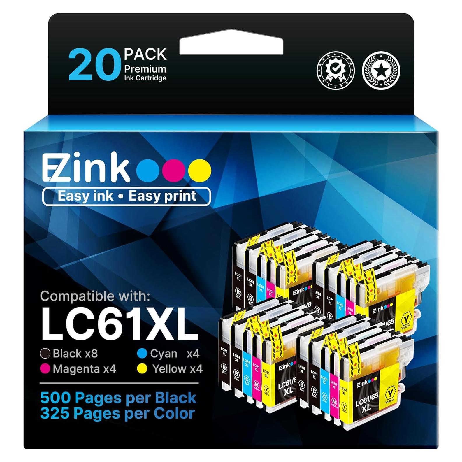 Cartuchos de Tinta E-Z Ink para Brother LC61/65XL - Paquete de 20