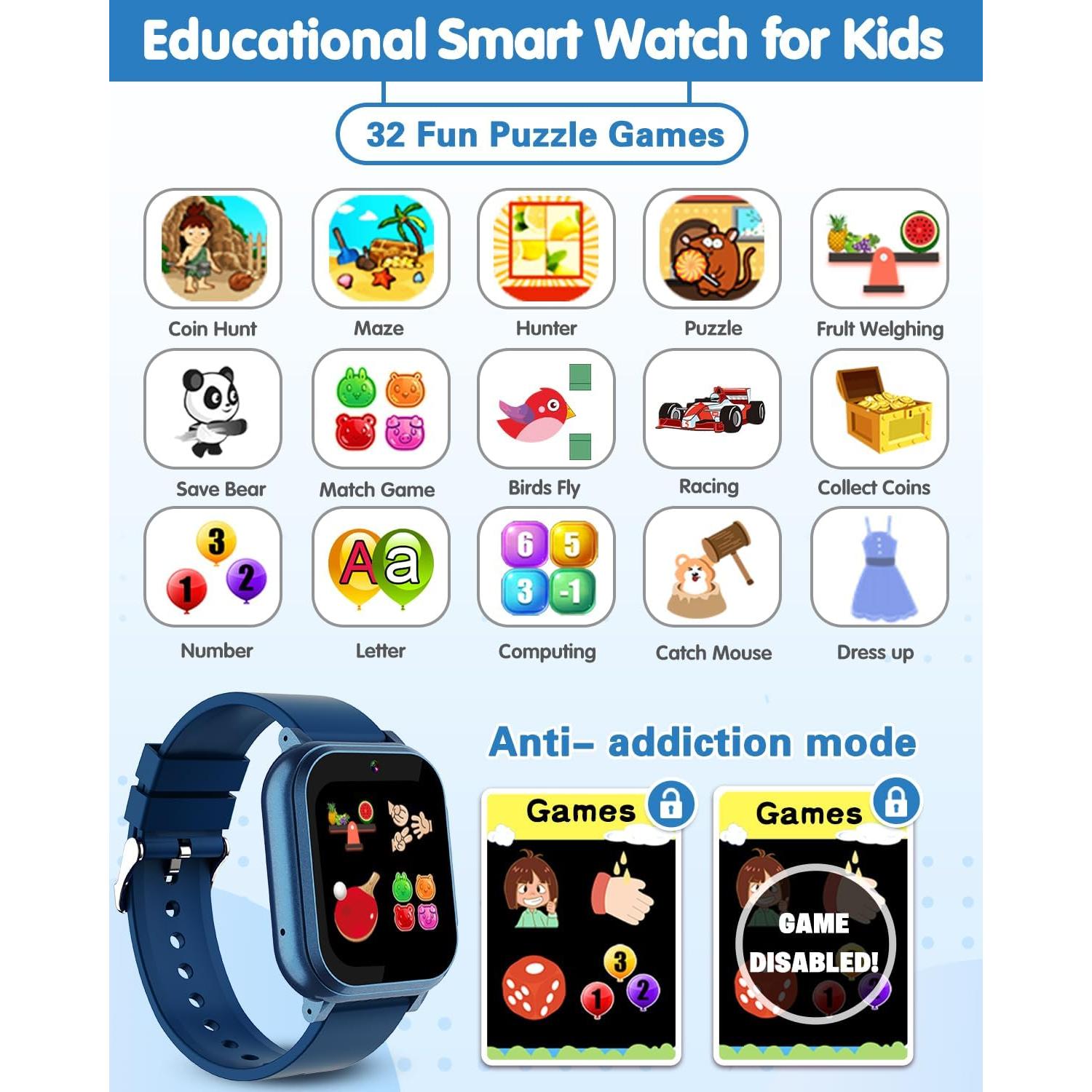 Reloj Inteligente Impermeable Dolwenqi D16 Niños Azul 1.54"