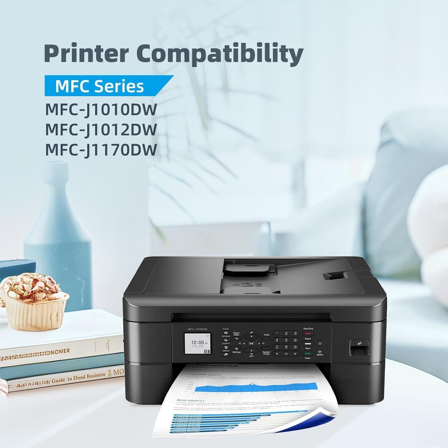 Cartuchos de tinta LC401XL Belietop para Brother MFC-J1010DW 4 Pack