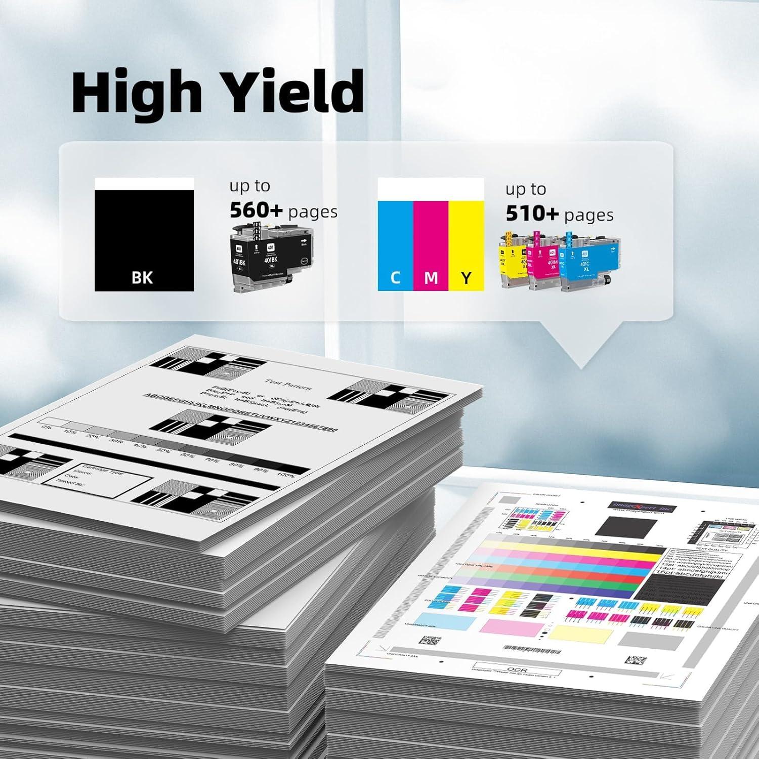 Cartuchos de tinta LC401XL Belietop para Brother MFC-J1010DW 4 Pack