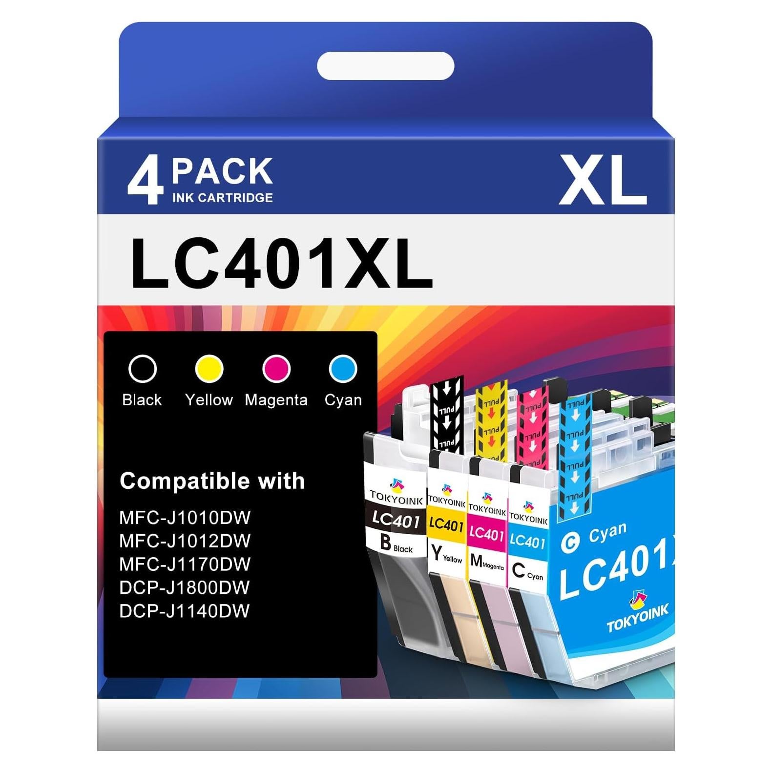 Cartuchos de tinta LC401XL compatibles Brother - 4 unidades