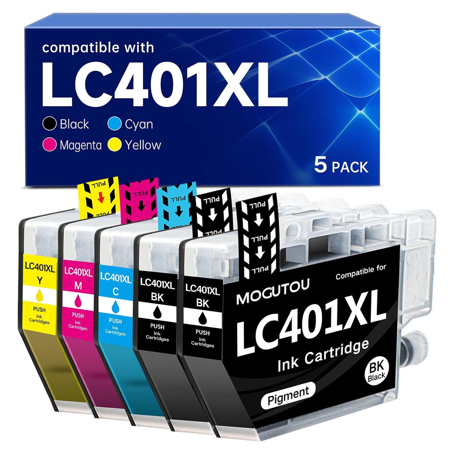 Cartuchos de tinta MOGUTOU LC401XL compatibles para Brother - Paquete de 5