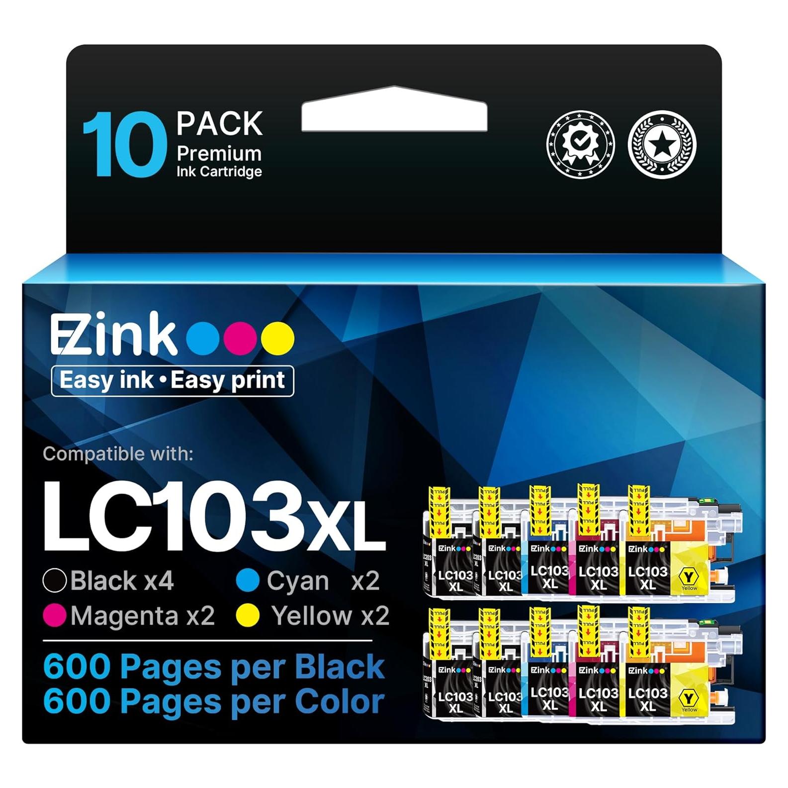 Cartuchos de tinta E-Z Ink compatibles LC103XL para Brother - 10 unidades