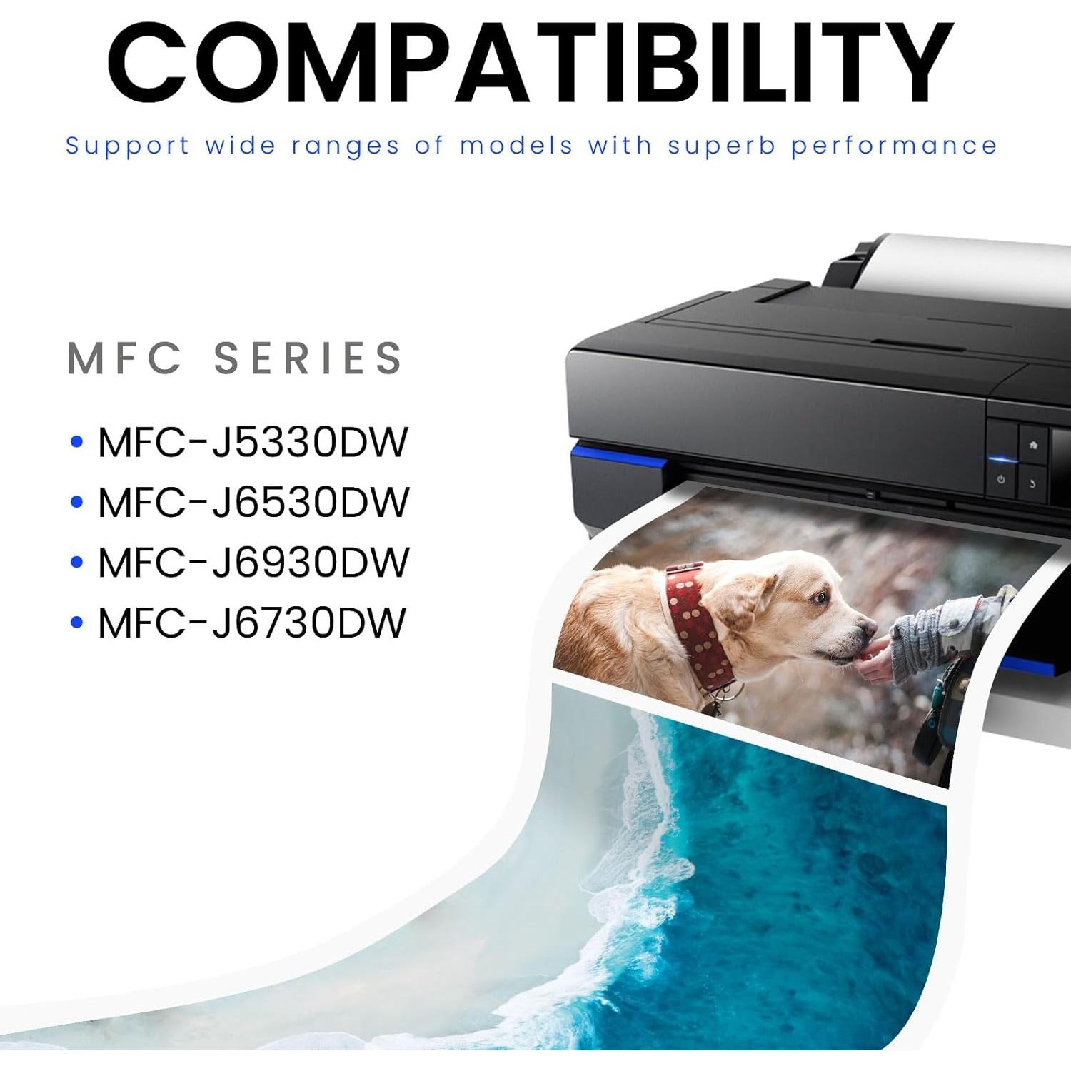 LC20E XXL Super-High-Yield Ink Compatible for Brother LC20E Ink Cartridges for Brother MFC-J985DW Ink Cartridges MFC-J775DW MFC-J775DW, MFC-J5920DW MFC-J5920DW MFC-J985DW XL Printer Ink 4PK