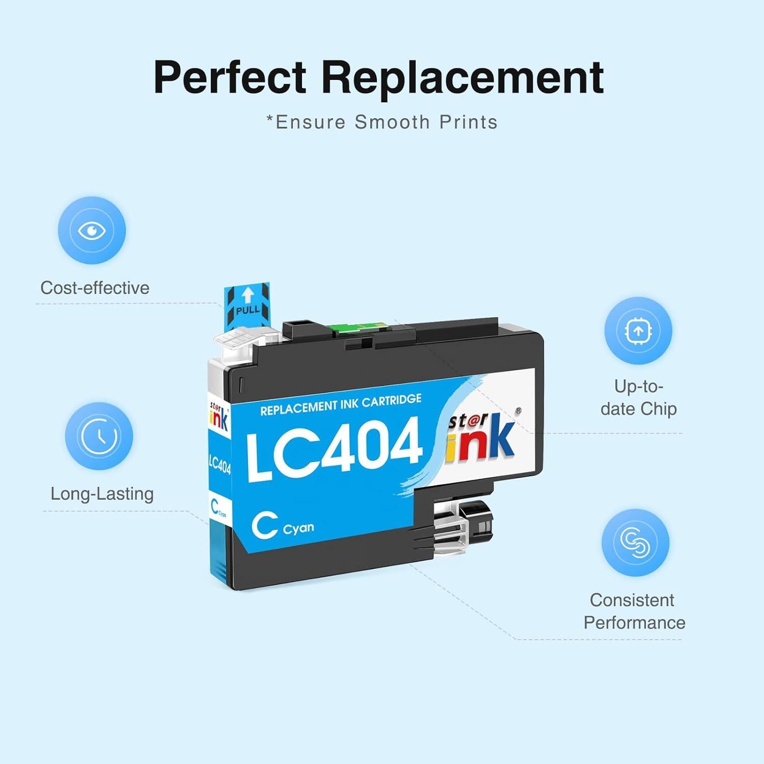 Cartuchos de tinta compatibles LC404 Starink para Brother - 4 Pack