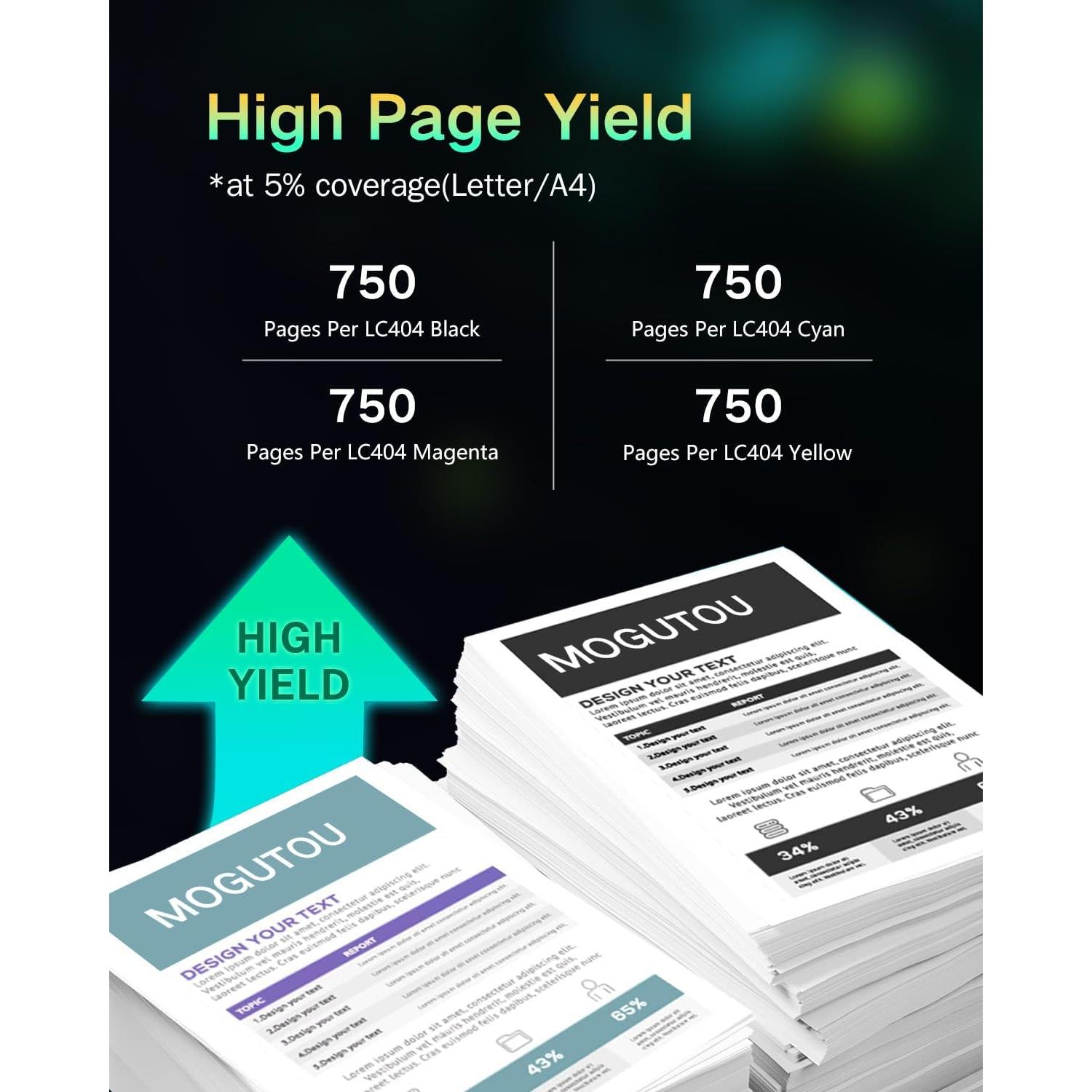 Cartuchos de tinta MOGUTOU LC404 compatibles para Brother - 4 Pack