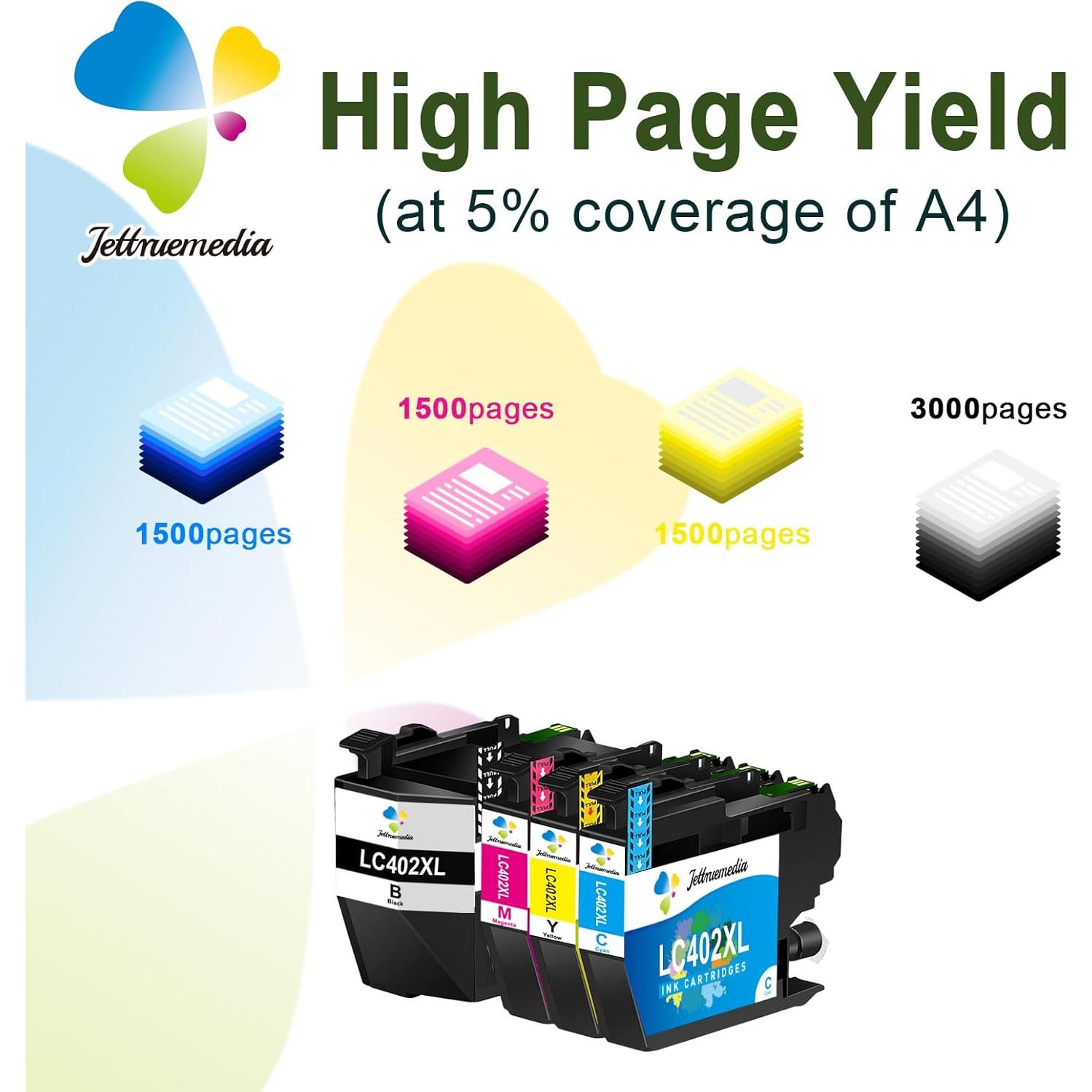 Cartuchos de tinta compatibles LC402XL Jettruemedia 4 colores