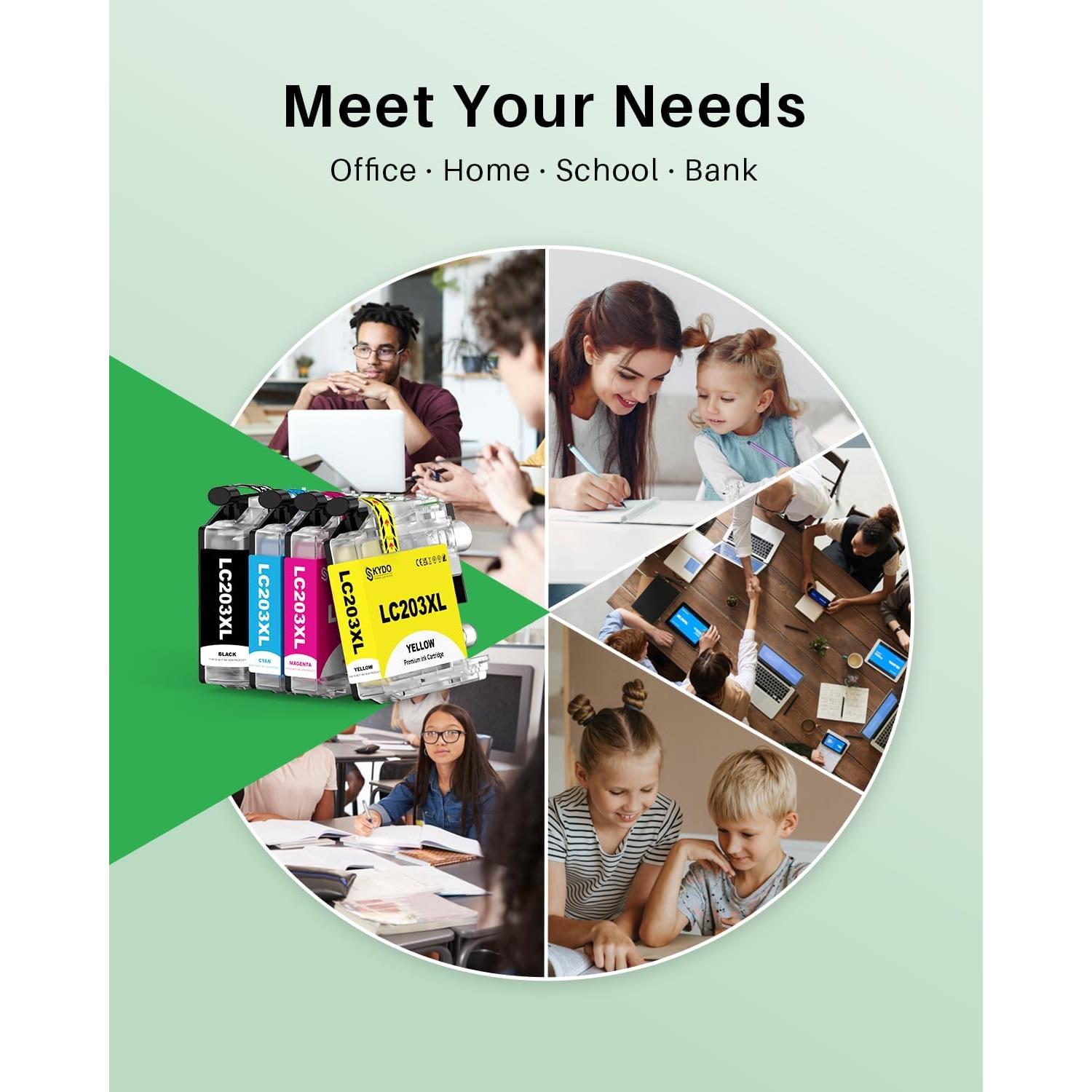 Cartuchos de tinta Skydo LC203 XL Paquete de 4 Colores