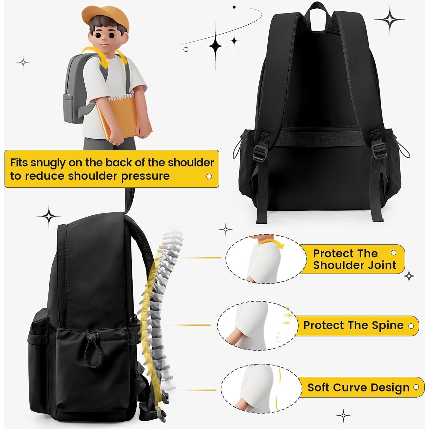 Mochila Grande Negra Impermeable 36x47x14 cm Unisex