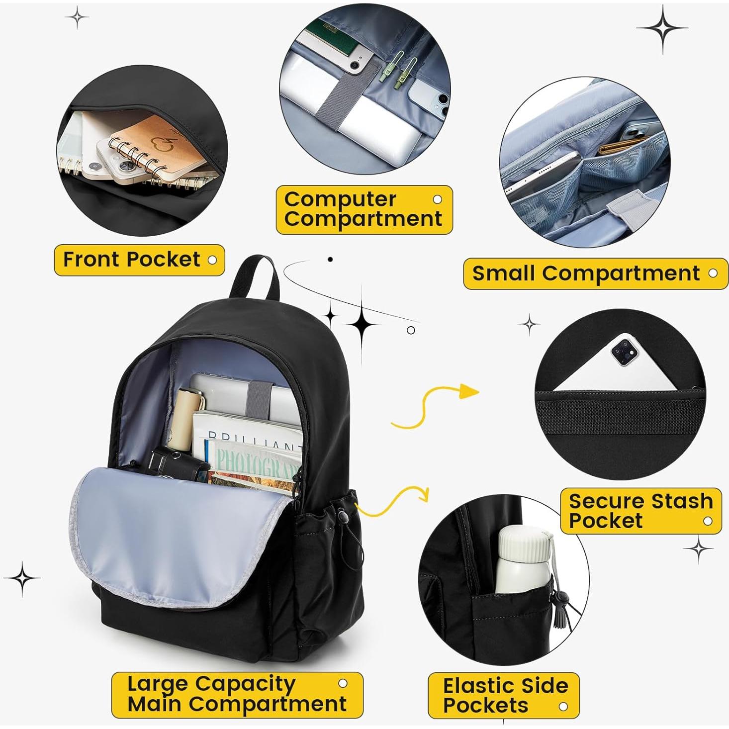 Mochila Grande Negra Impermeable 36x47x14 cm Unisex