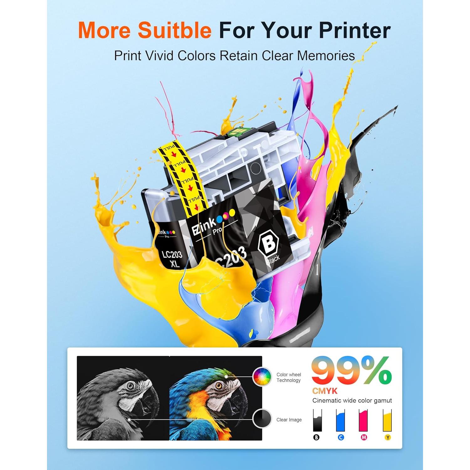 Cartucho de Tinta Negra E-Z Ink Pro LC203XL Compatible Brother - 3 Unidades