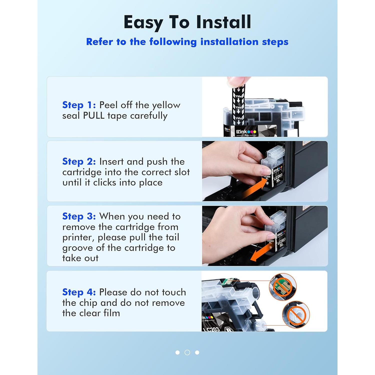 Cartucho de Tinta Negra E-Z Ink Pro LC203XL Compatible Brother - 3 Unidades