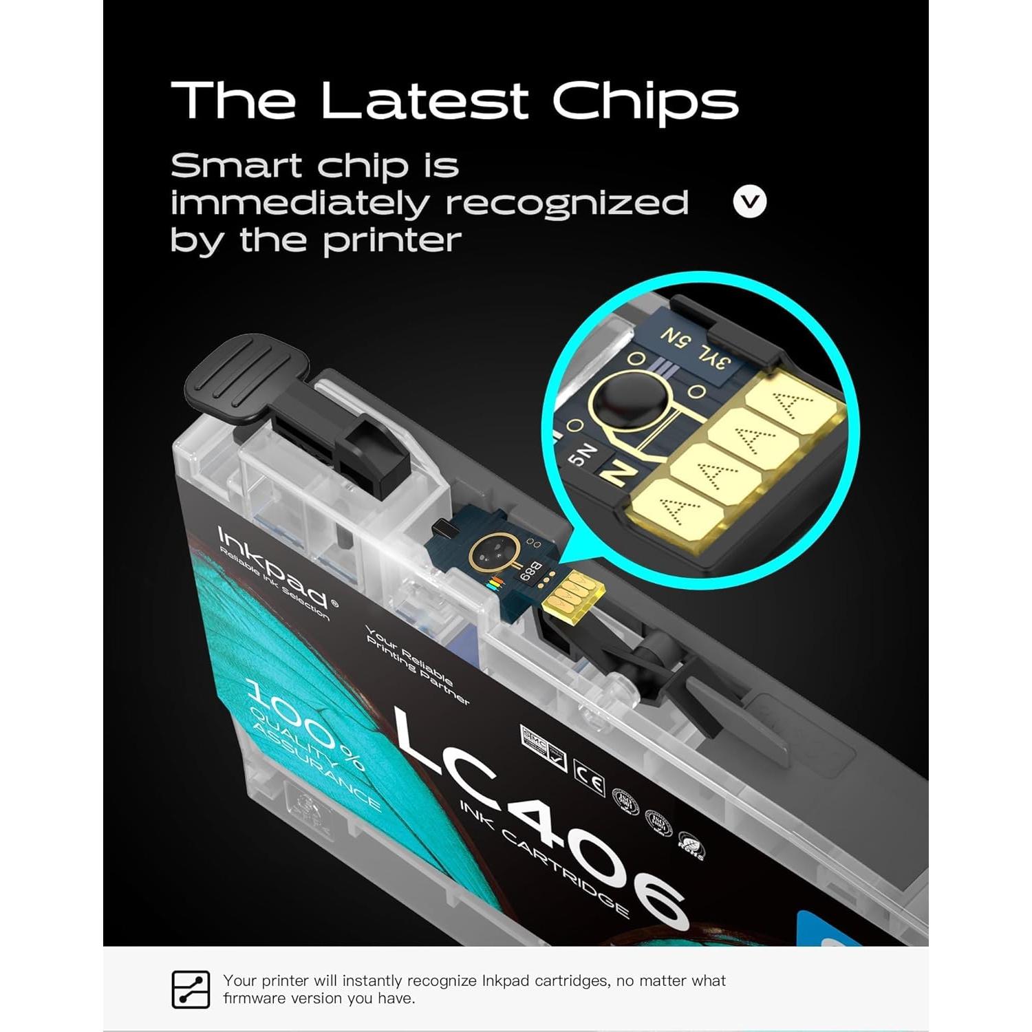 Cartuchos de tinta compatibles Inkpad LC406 para Brother (4 pack)