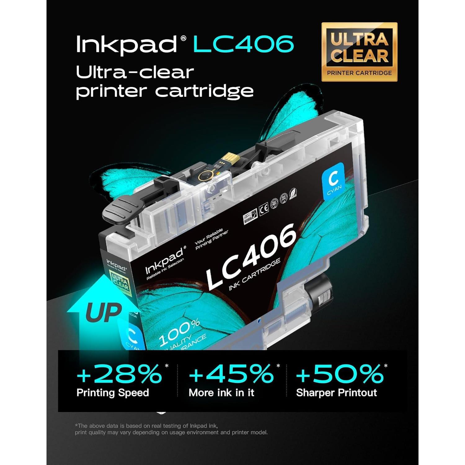 Cartuchos de tinta compatibles Inkpad LC406 para Brother (4 pack)