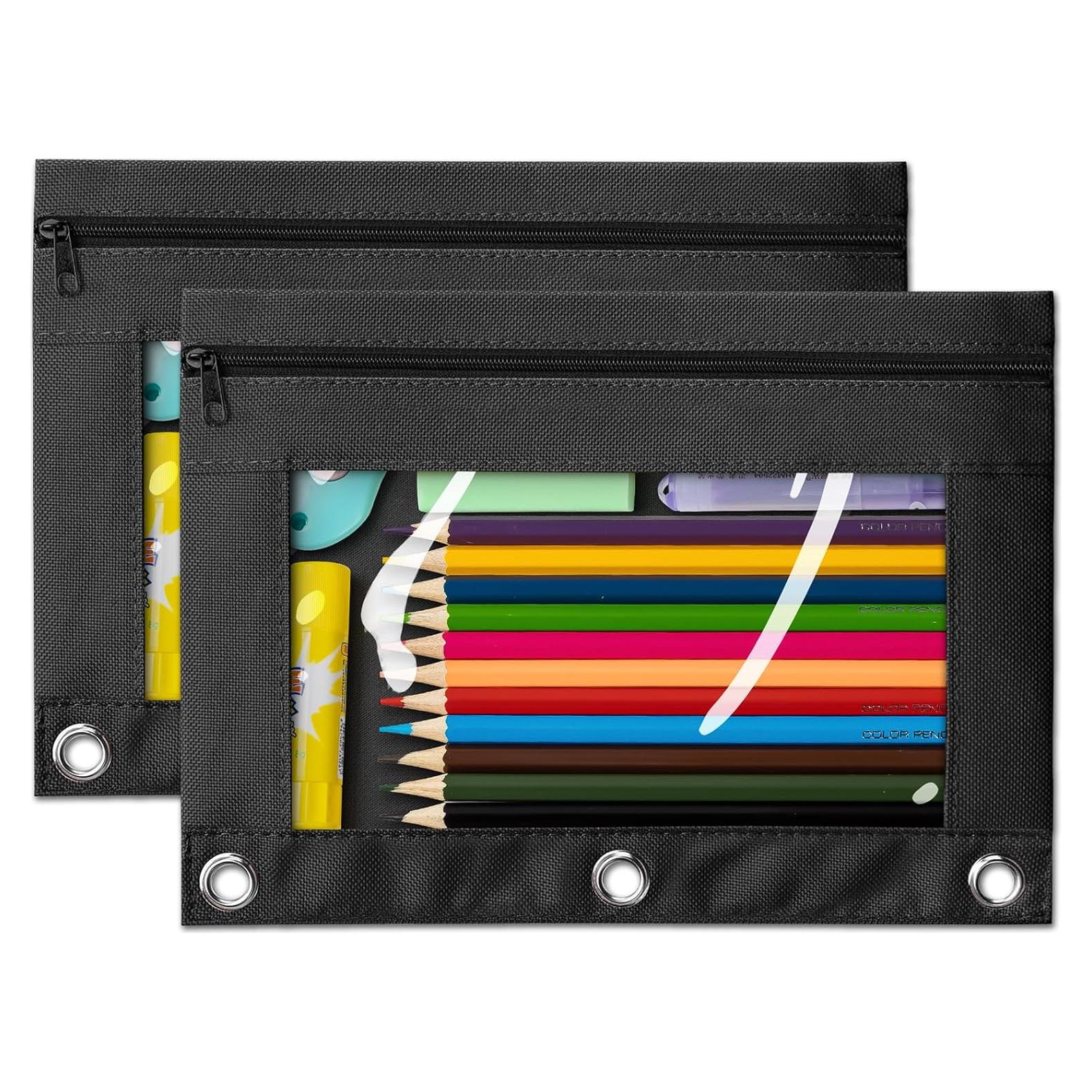 Estuche de Lápices V-Opitos Negro 2p con Ventana Transparente