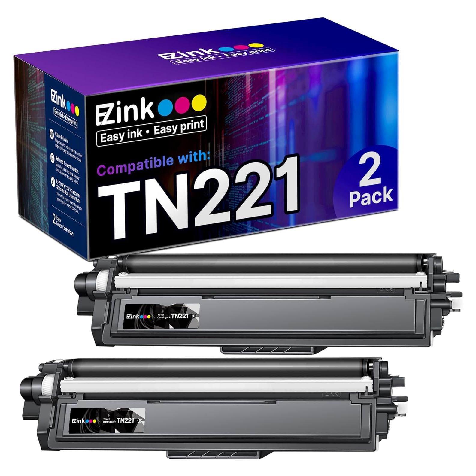 Cartucho de Tóner Negro E-Z Ink TN221 Compatible Brother (2 Unidades)