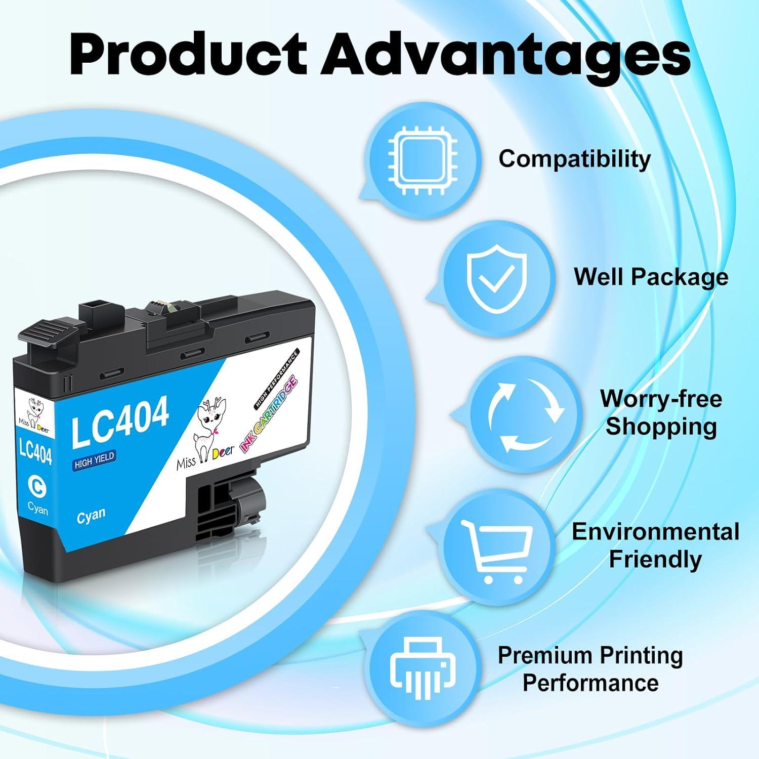 Cartuchos de tinta Miss Deer LC404 Compatible para Brother 404
