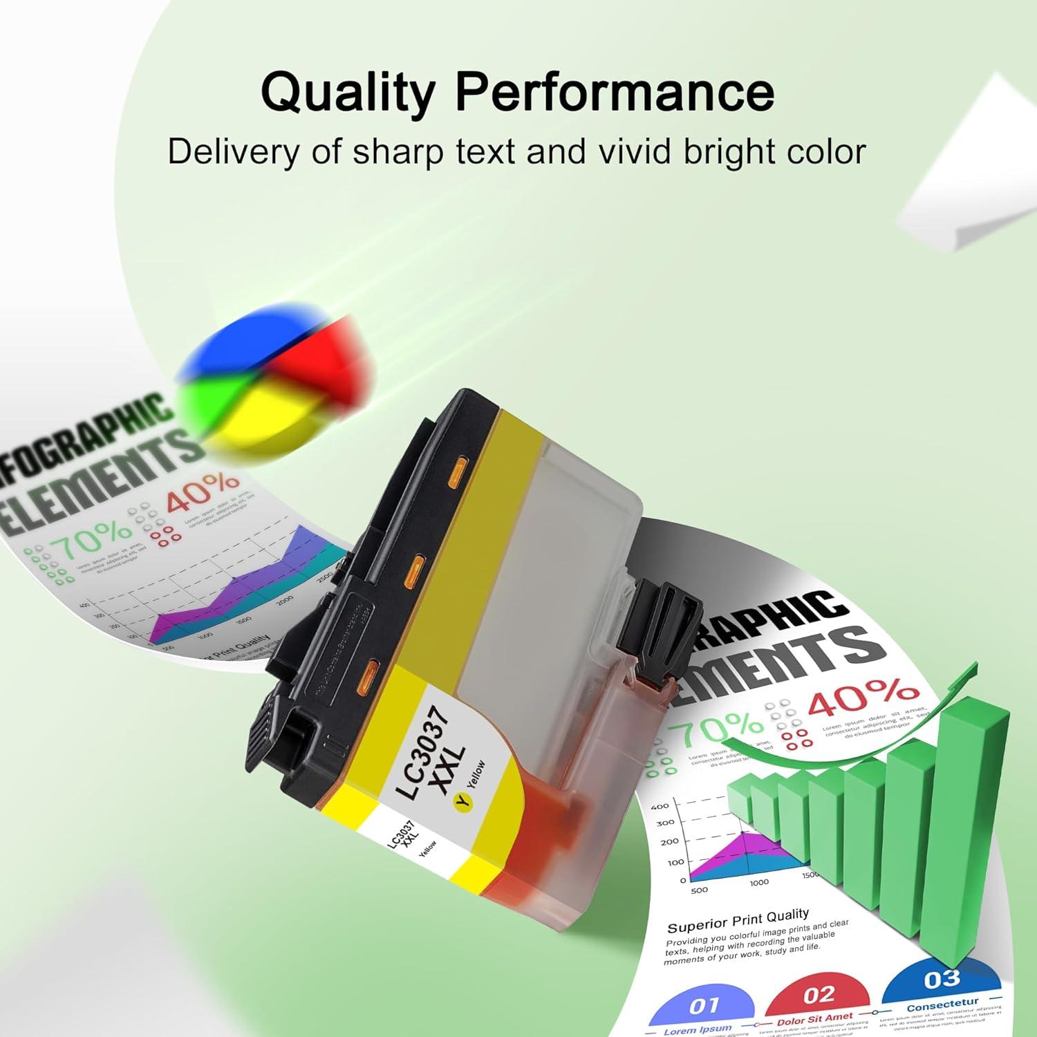 Cartuchos de Tinta Anemec LC3037XXL para Brother - Paquete de 5