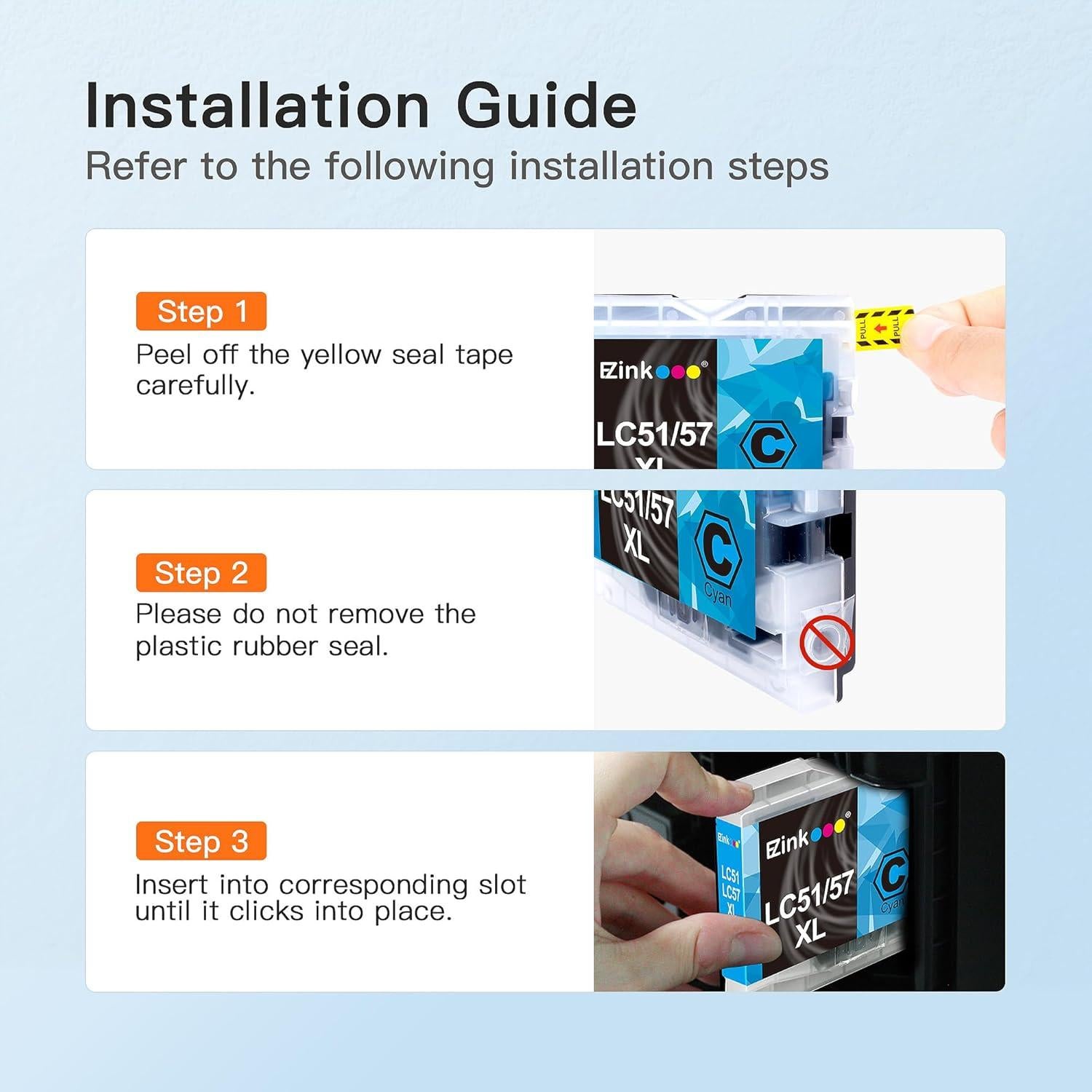 Cartuchos de tinta E-Z Ink LC51 compatibles para Brother - 15 unidades