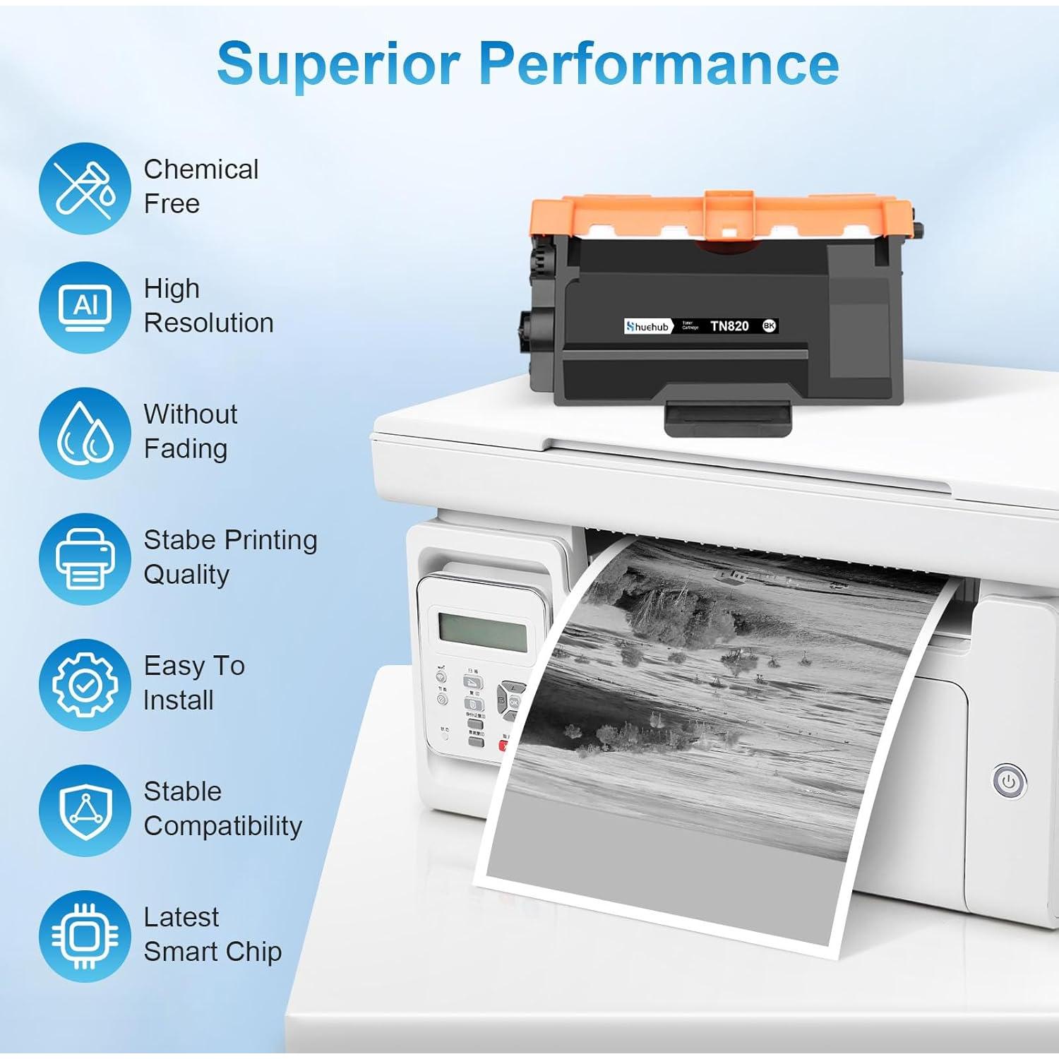 Cartucho de Tóner Negro TN820 HUEHUB para Brother - Paquete de 2