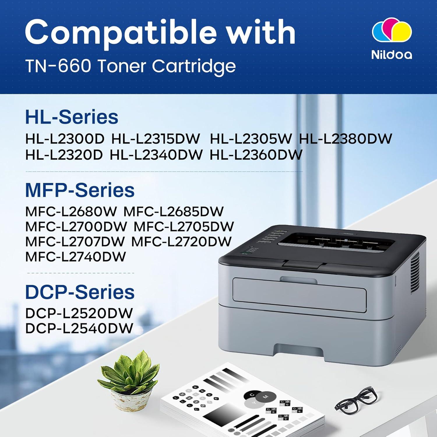 Cartucho de Tóner Nildoa TN660 Negro Alto Rendimiento 2PK