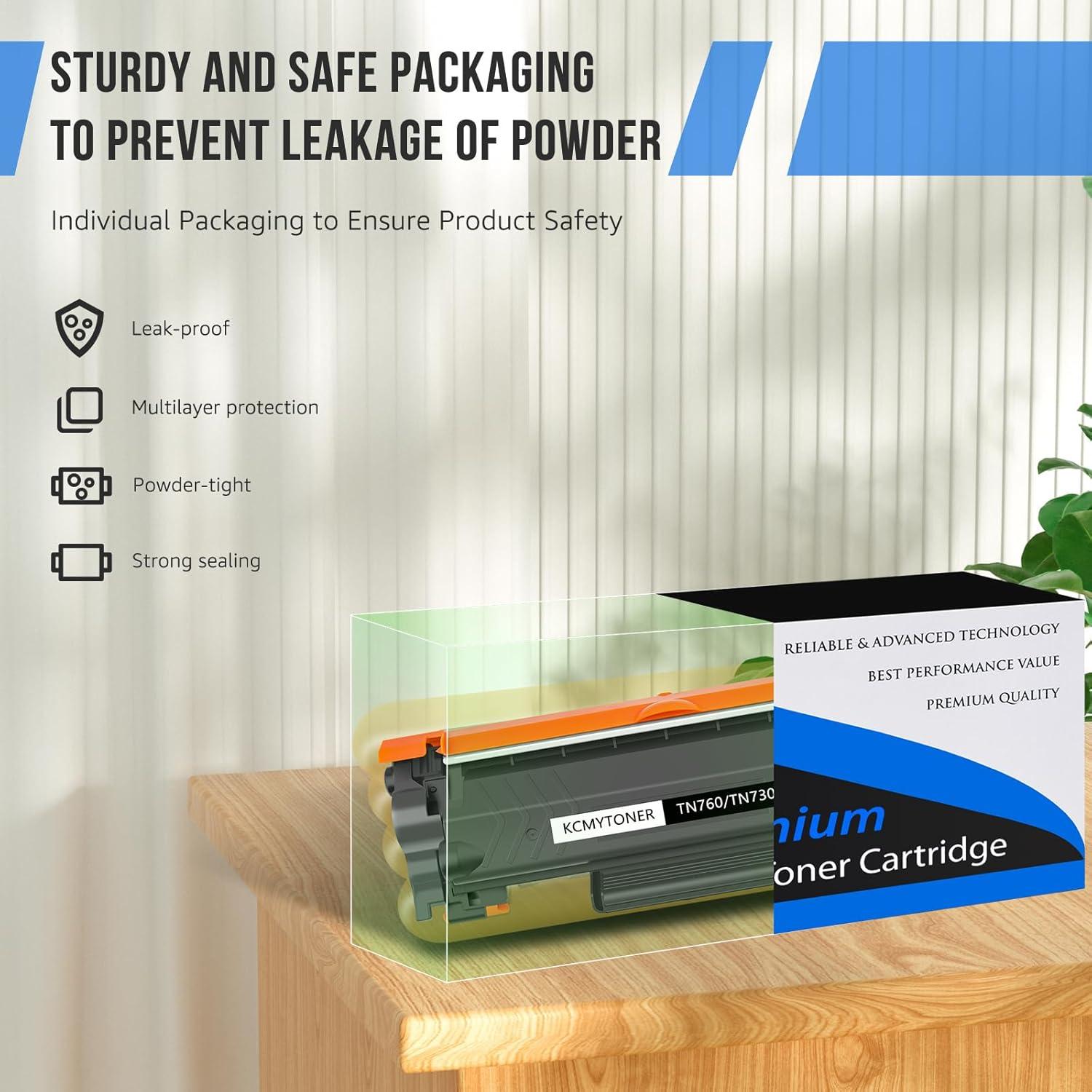 Cartucho de Tóner KCMYTONER TN760 Compatible para Brother - Negro