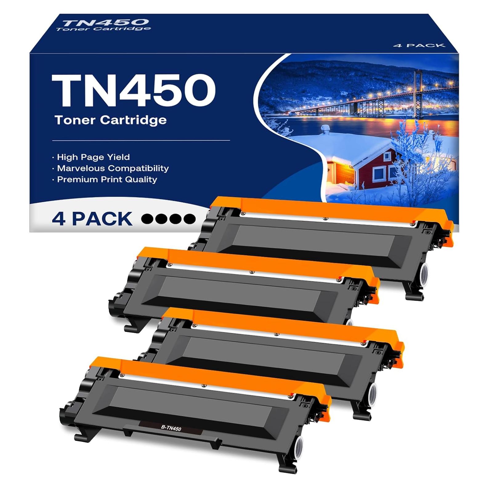 Cartucho de Tóner Negro Alto Rendimiento Brother TN-450 (4 Unidades)