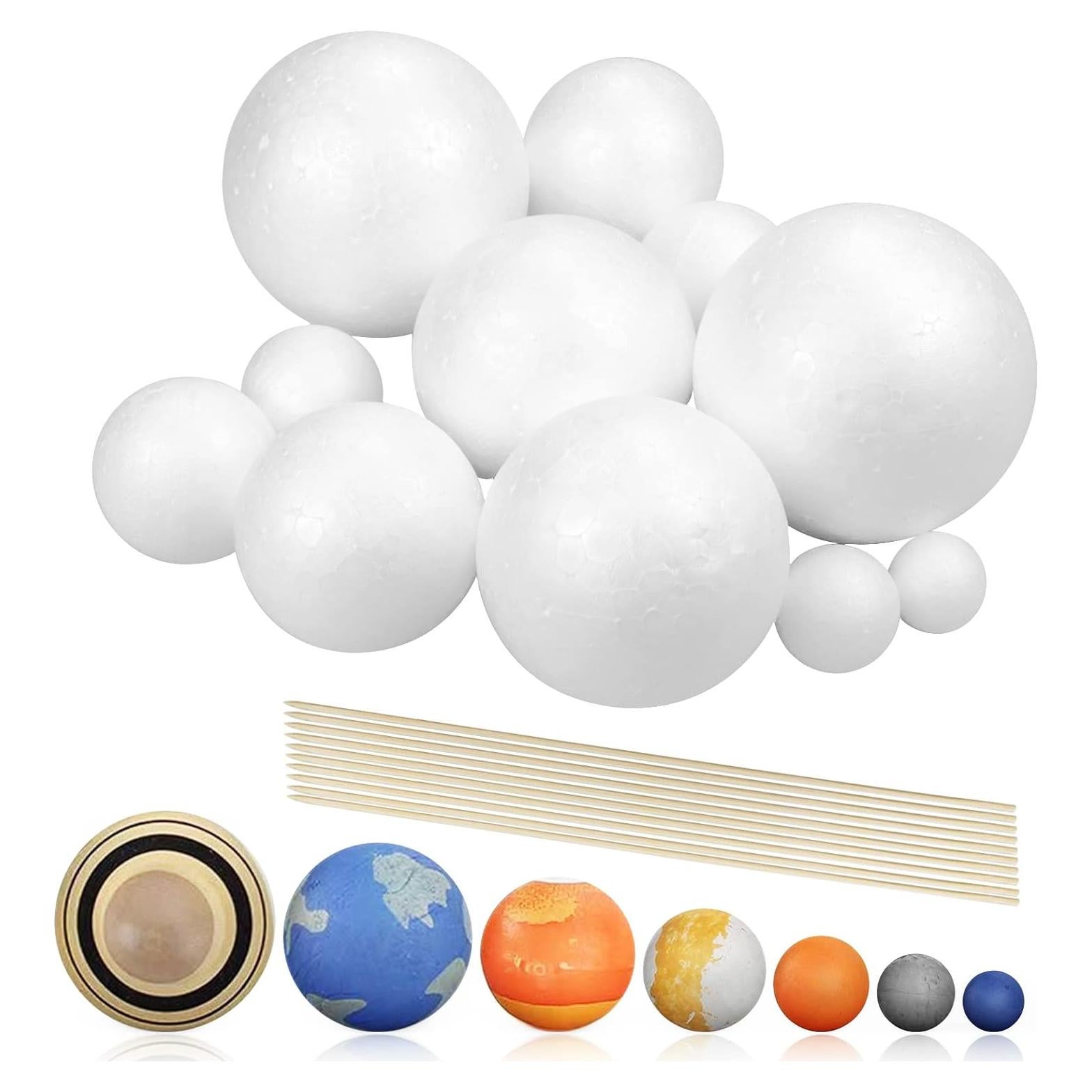 Kit Proyecto Sistema Solar Fansunta - 14 Esferas Poliestireno y 10 Palos Bambú 24 cm