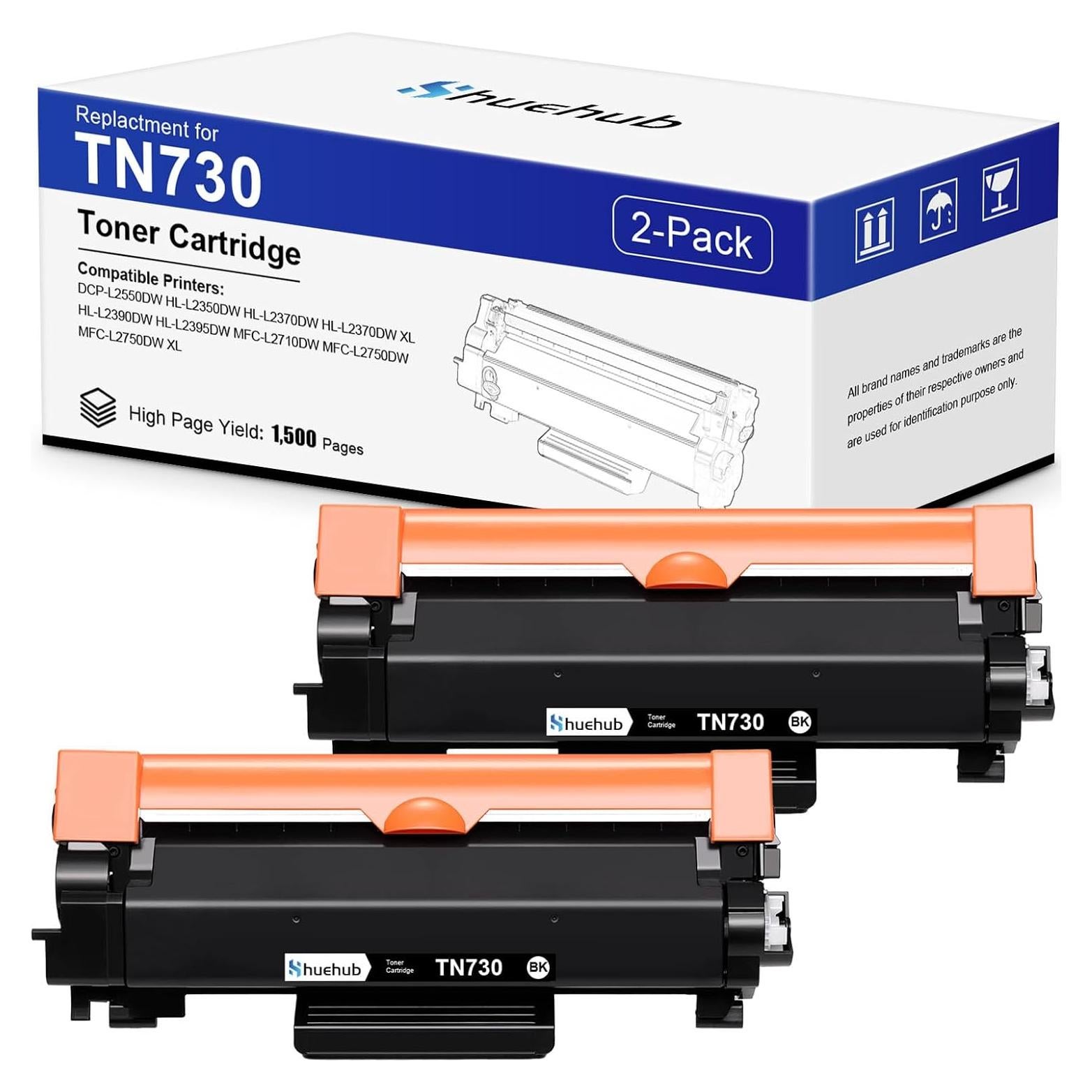 Cartucho de Tóner Negro TN730 HUEHUB para Brother - Paquete de 2