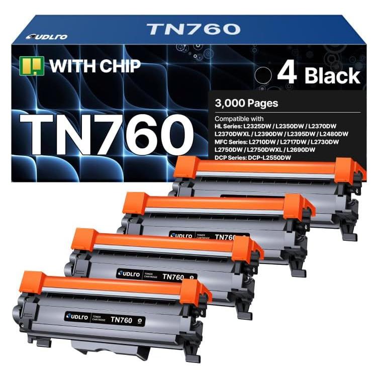 Tóner TN760 SUDLTO para impresora Brother - 4 Cartuchos Negro