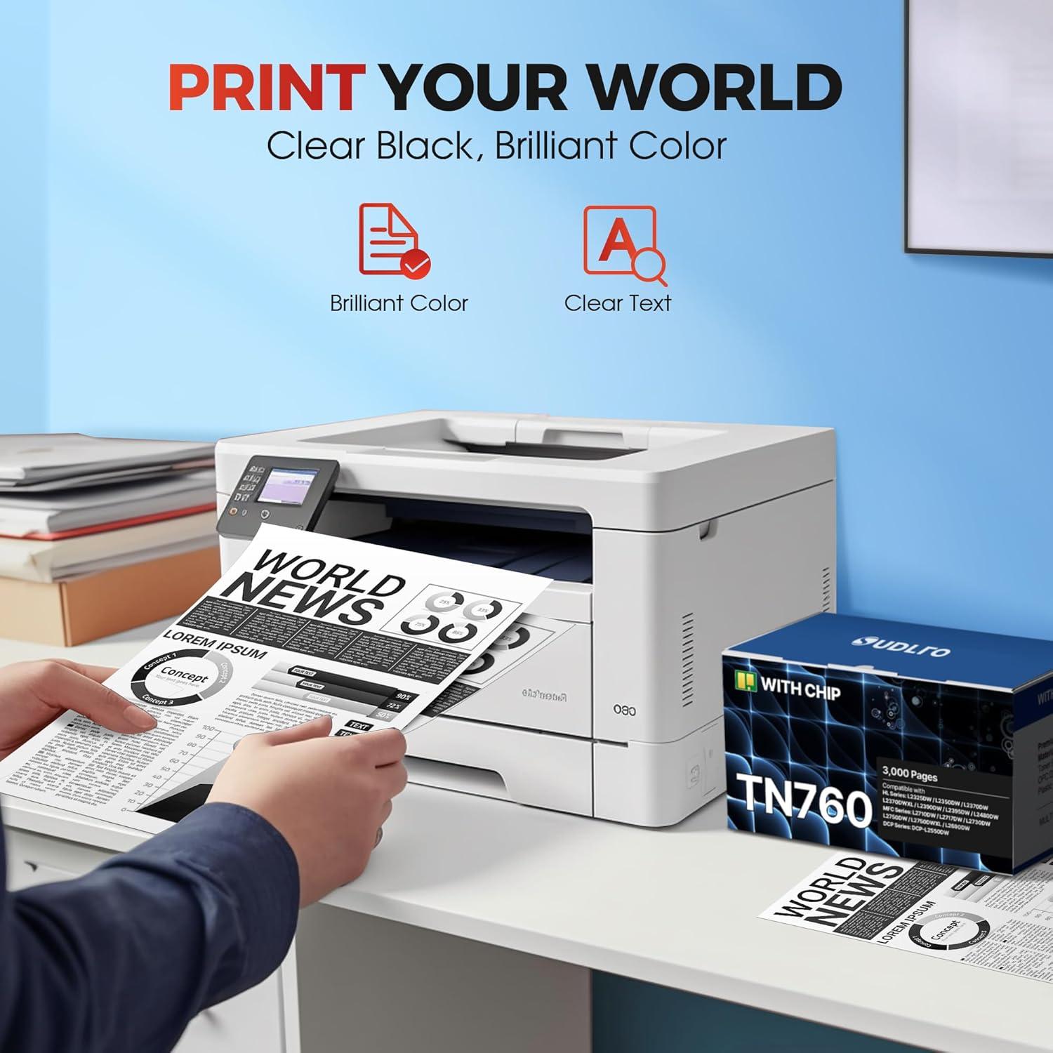 Tóner TN760 SUDLTO para impresora Brother - 4 Cartuchos Negro