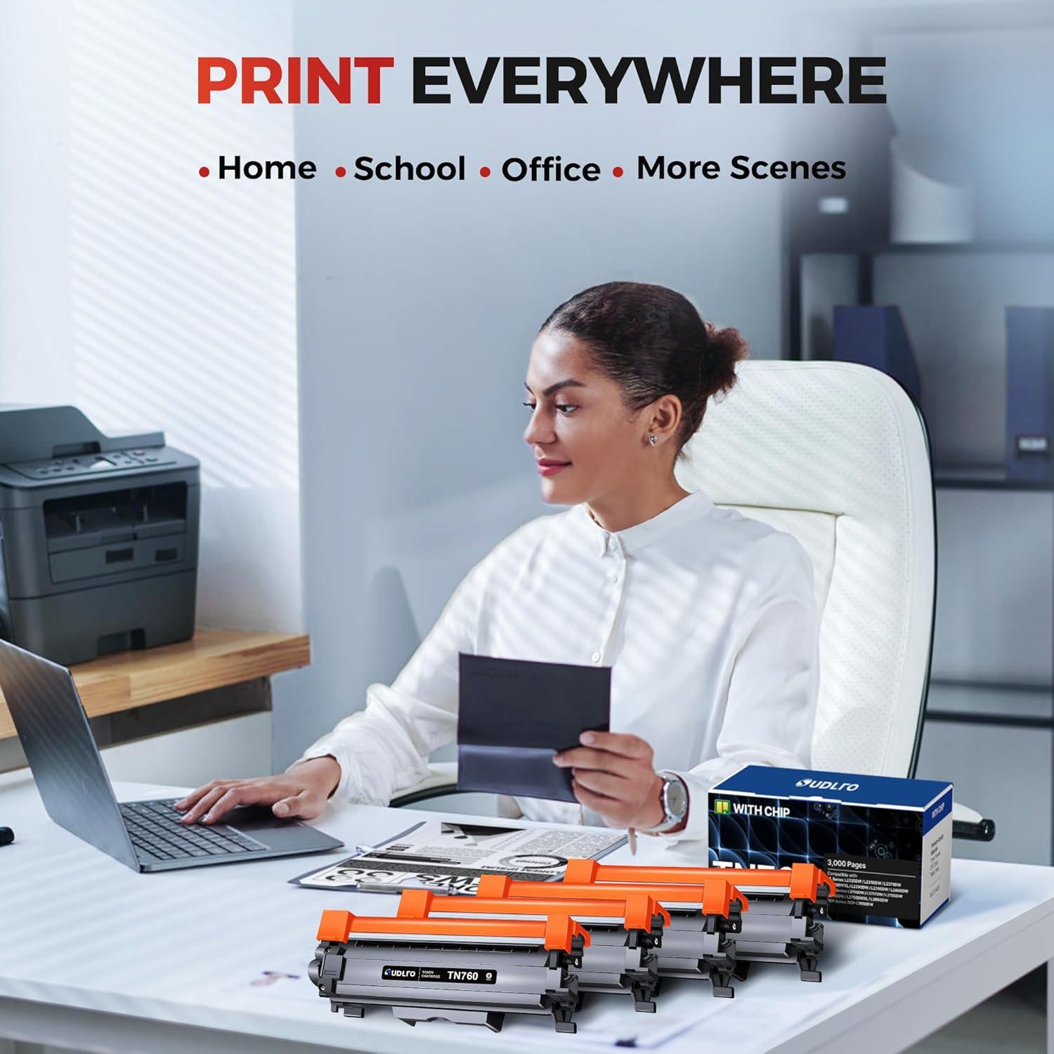 Tóner TN760 SUDLTO para impresora Brother - 4 Cartuchos Negro