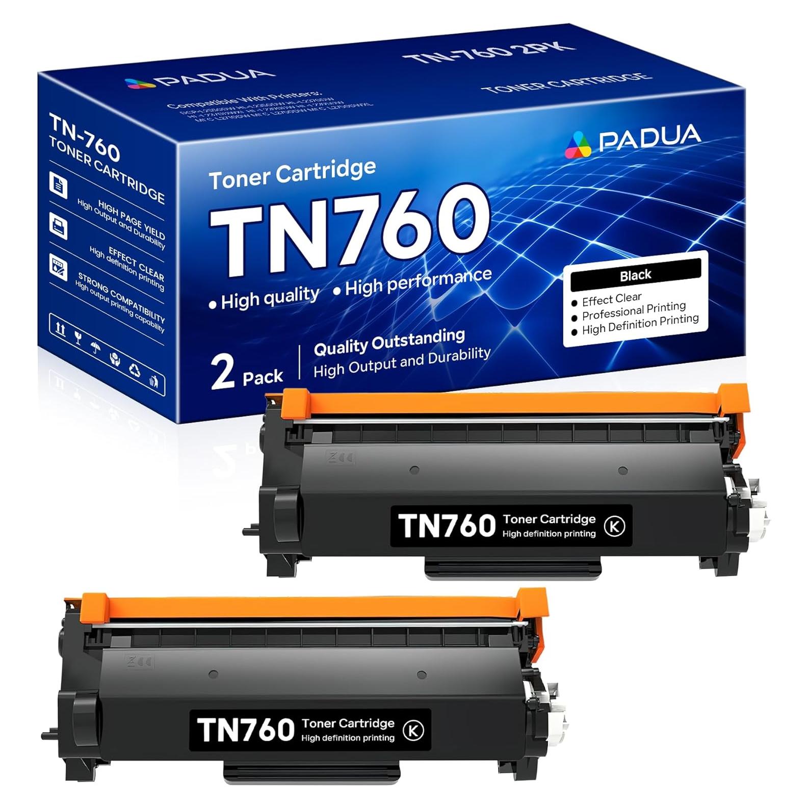 Cartucho de tóner negro TN-760 Padua compatible Brother - 2 unidades