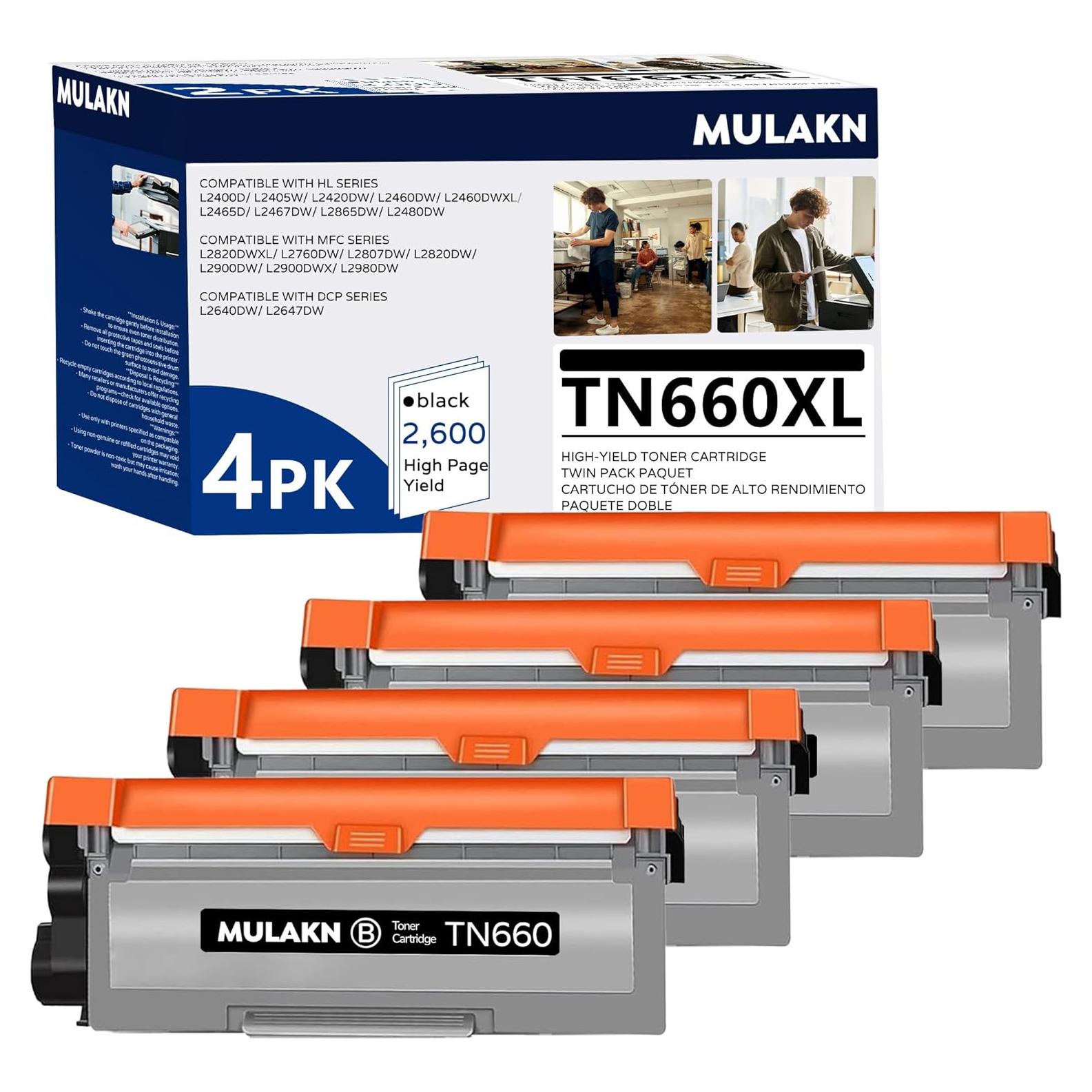 Cartucho de Tóner TN660 Mulakn para Impresoras Brother - 4PK