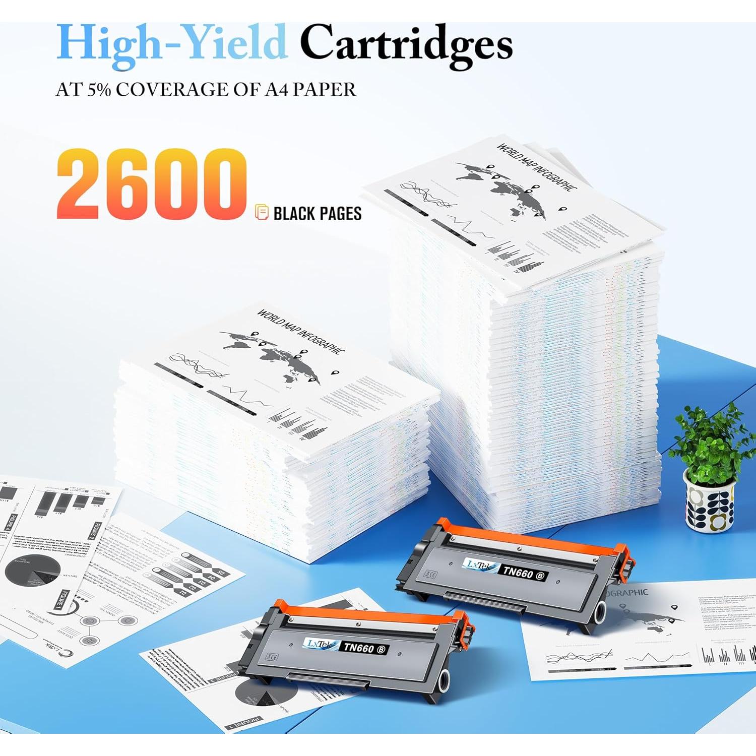 Cartucho de Tóner LxTek TN660 Compatible para Brother - 4 Pzs