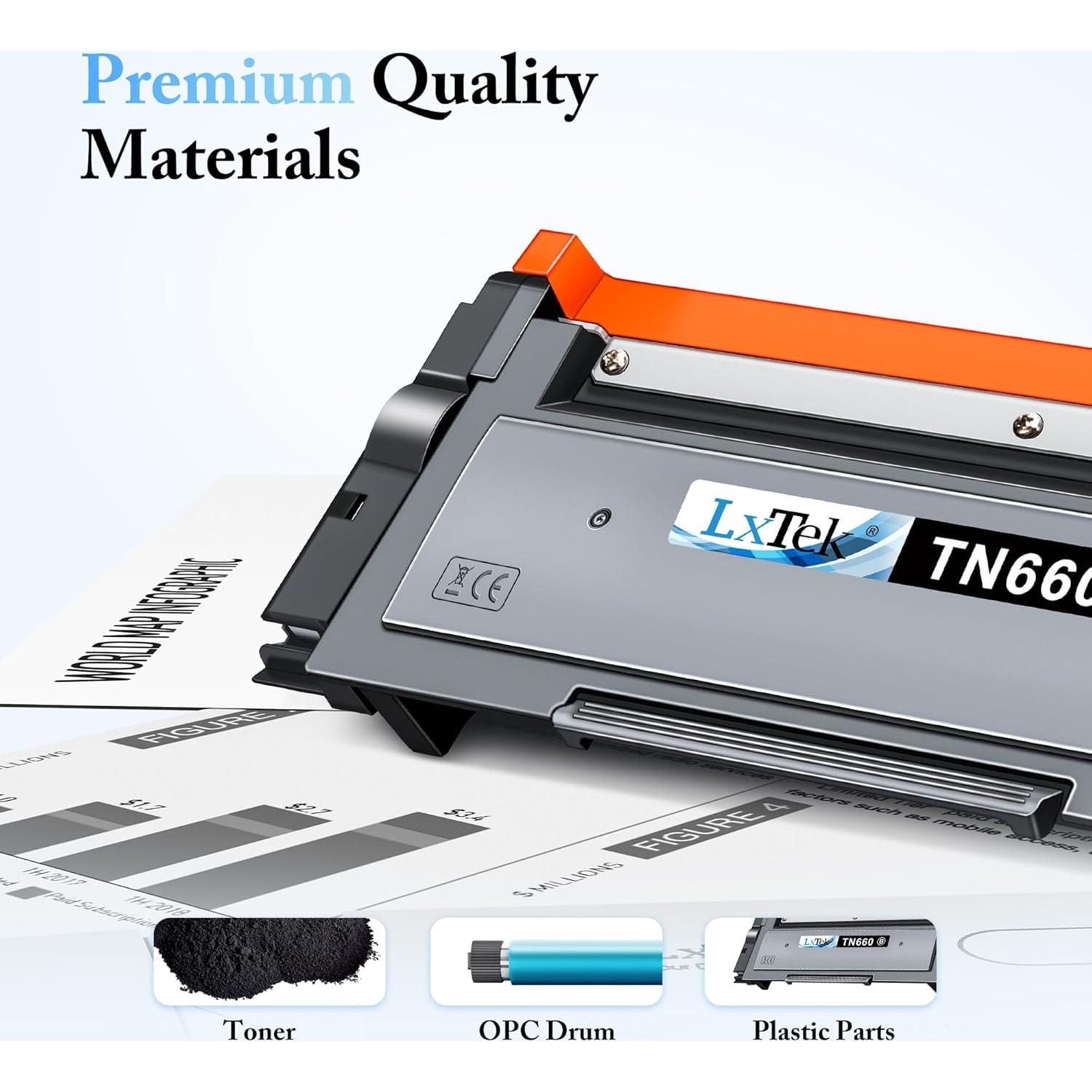 Cartucho de Tóner LxTek TN660 Compatible para Brother - 4 Pzs