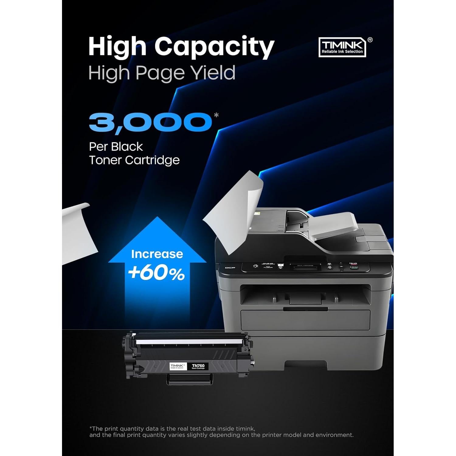 Cartuchos de Tóner TN760 Timink para Brother - 4 Negro