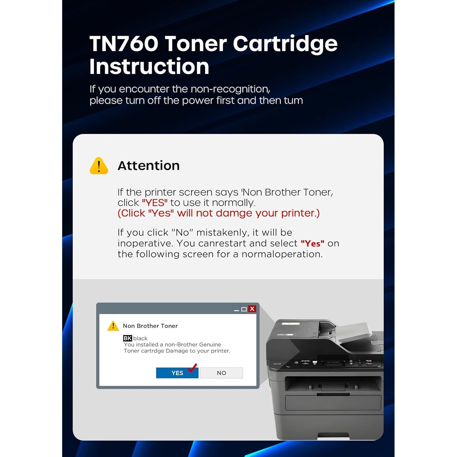 Cartuchos de Tóner TN760 Timink para Brother - 4 Negro