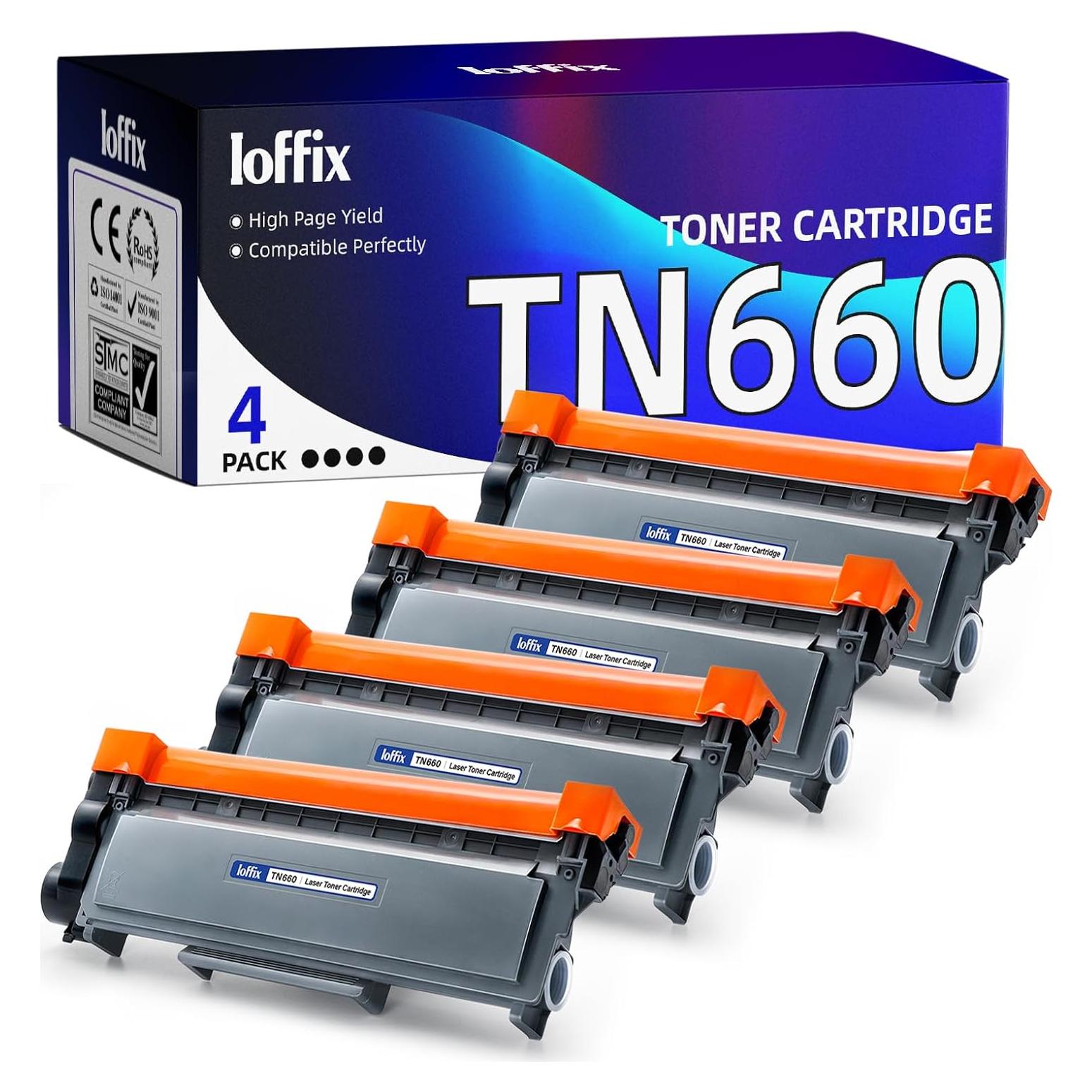 Cartuchos de Tóner Ioffix TN-660 Compatibles Negro - 4 Pzs