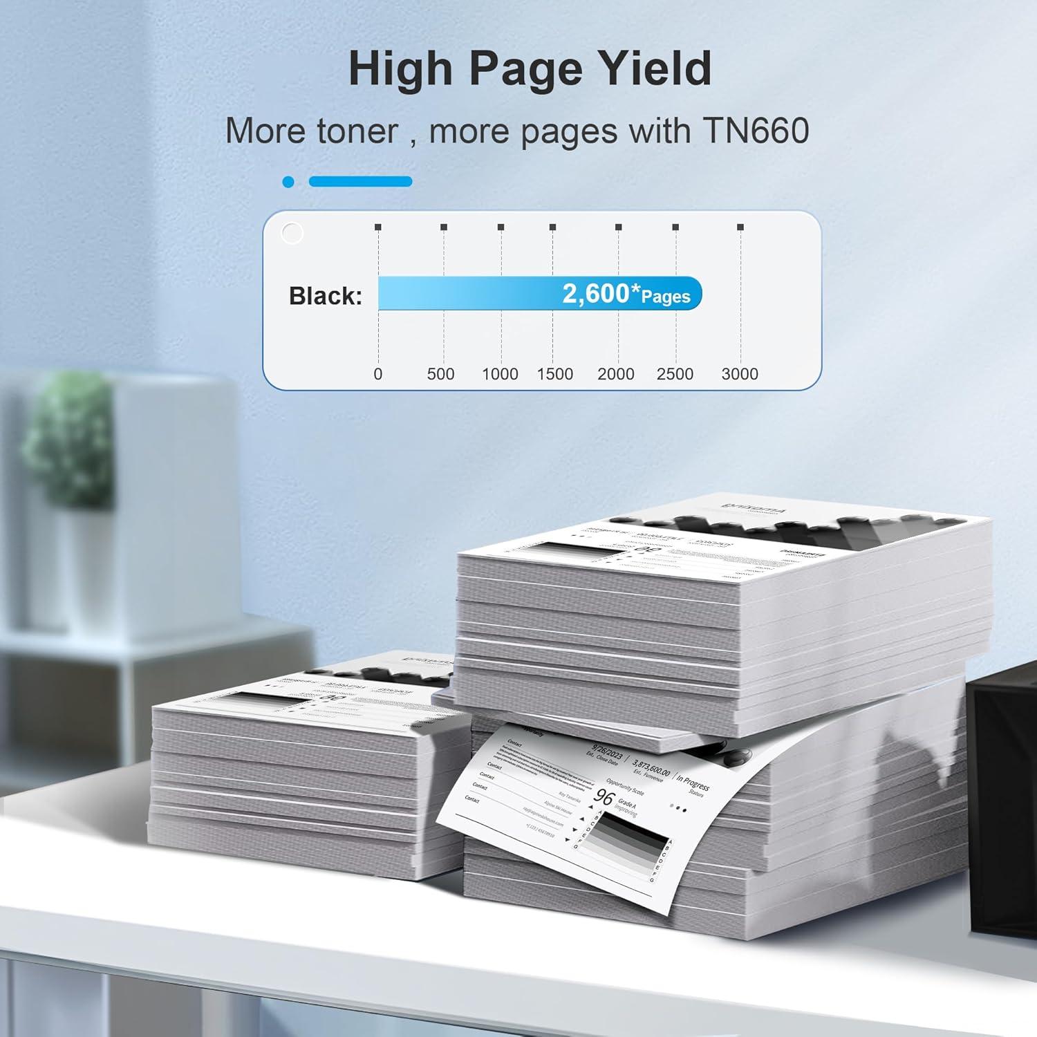 Cartucho de Tóner TN660 Brother - Alto Rendimiento Negro, Paquete de 4