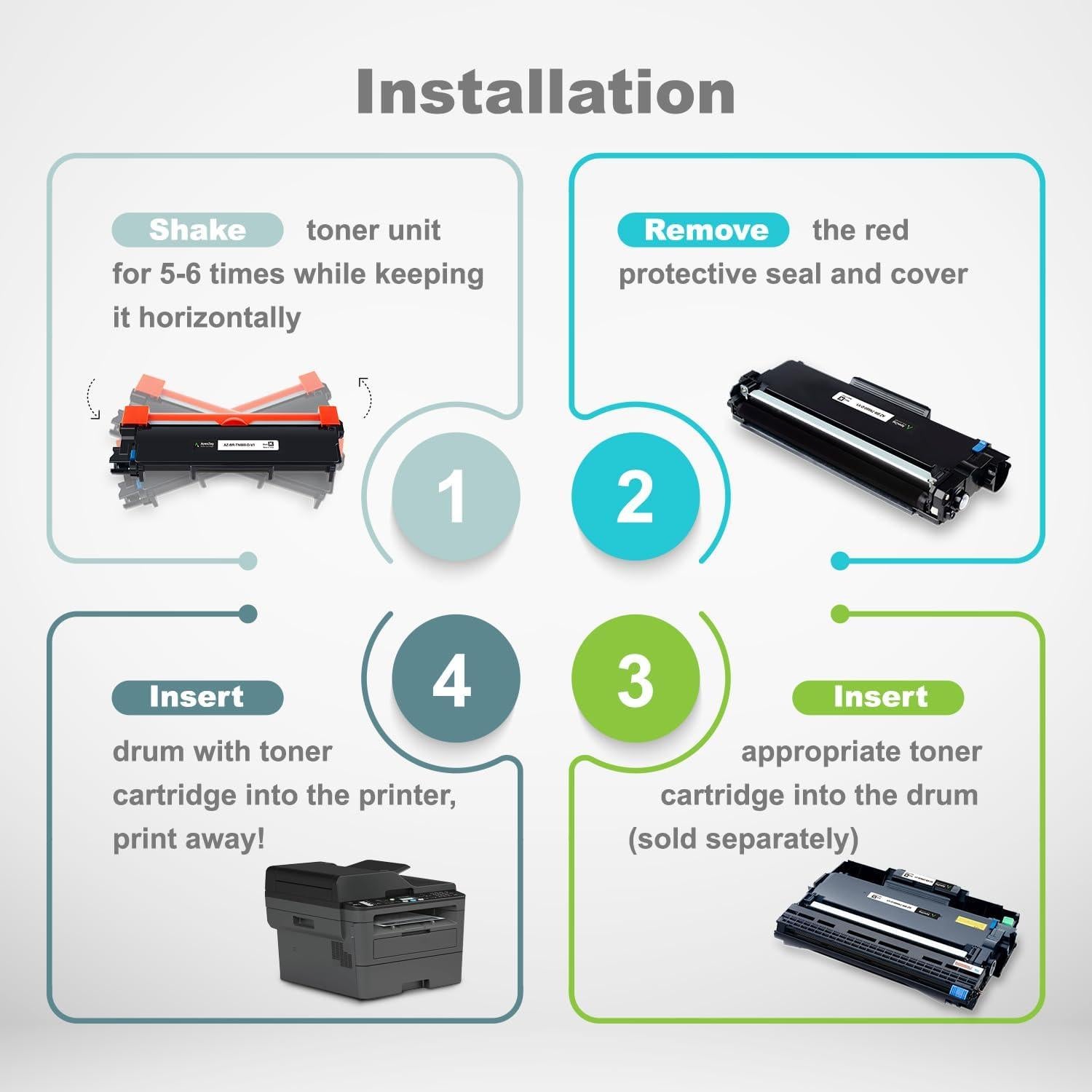 Cartucho de Tóner ApexZag TN660 Compatible para Brother - Negro (2 Paquete)