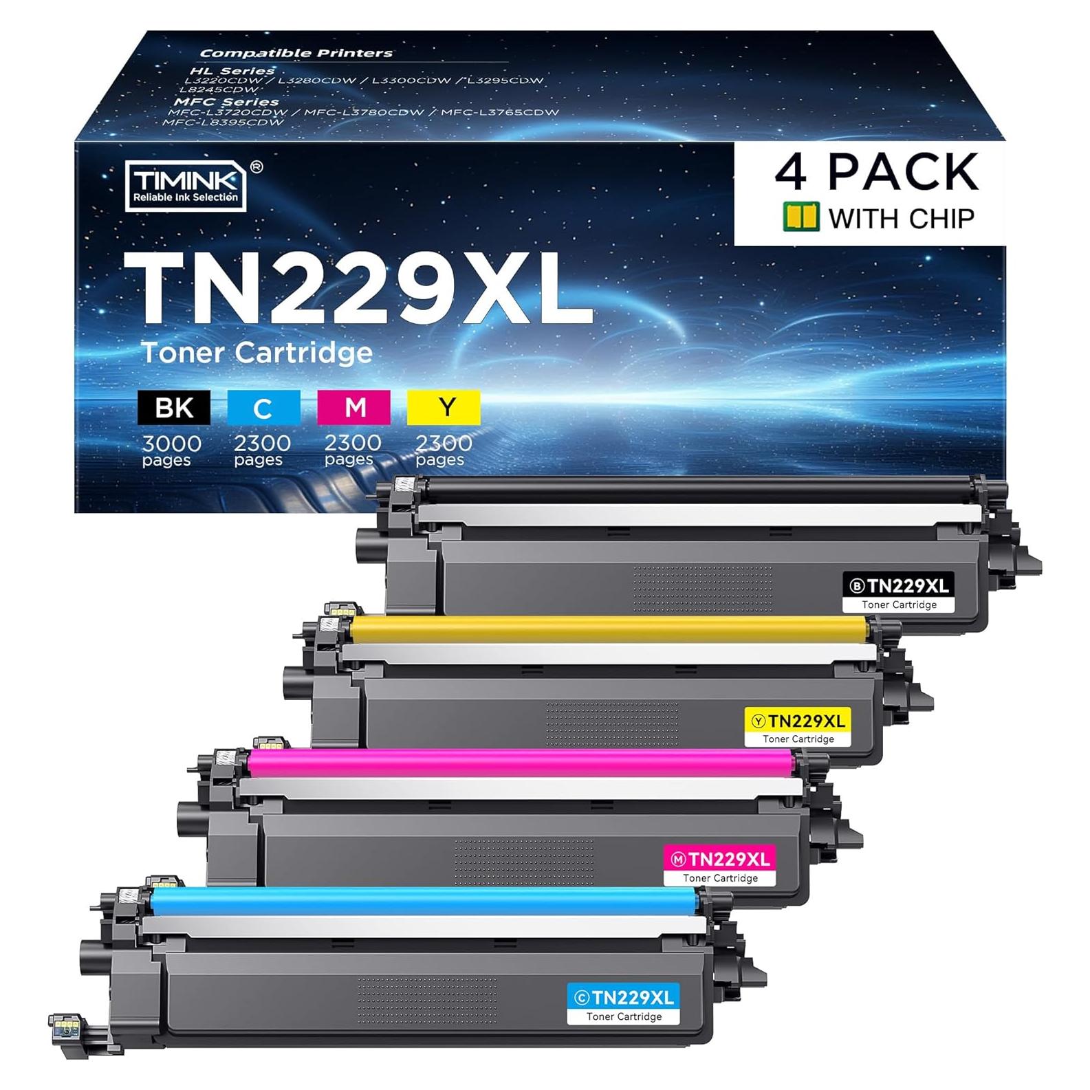 Cartucho de Tóner TN229XL Timink para Brother - 4 Pack