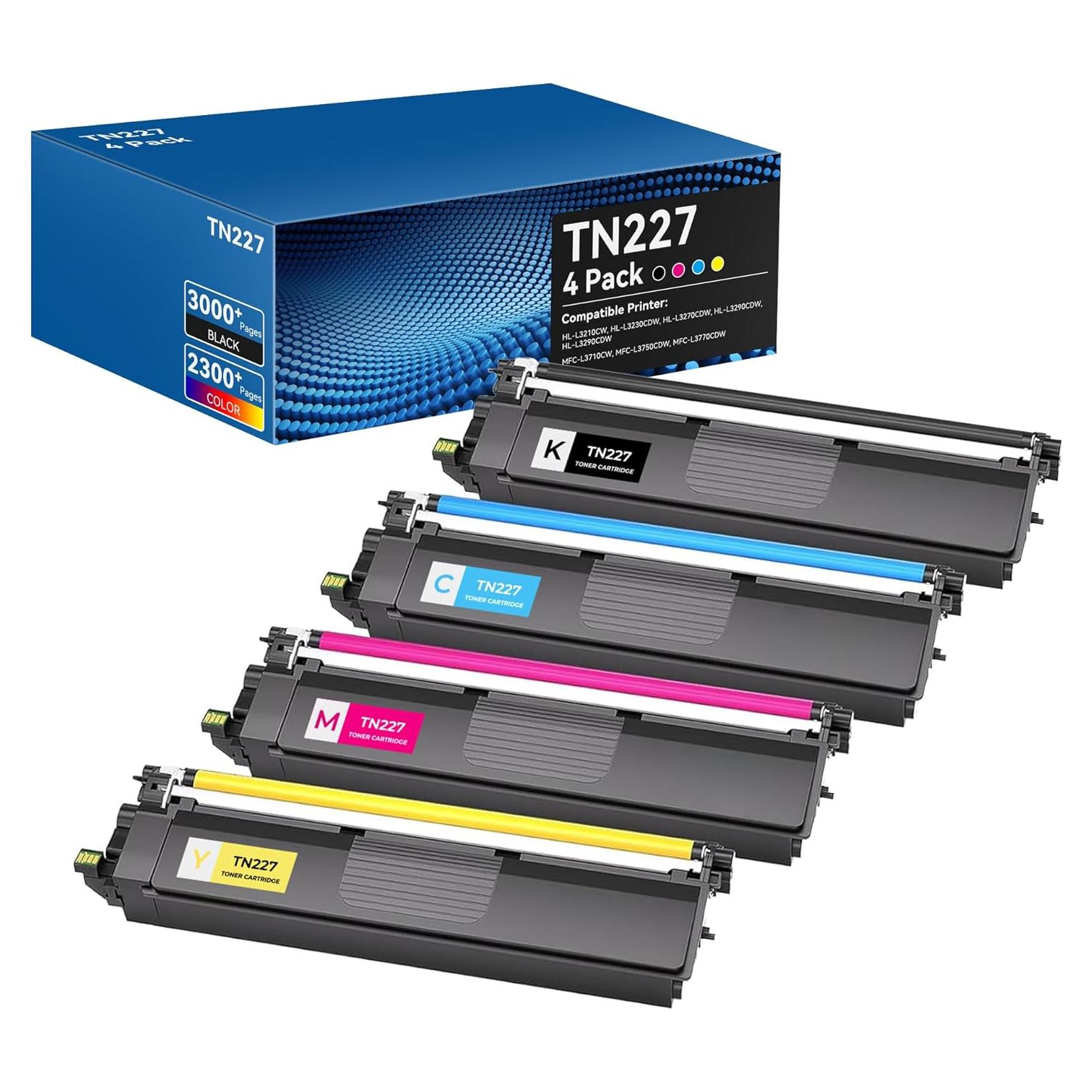 Cartuchos de Tóner TN227 Compatibles Brother - 4 Piezas