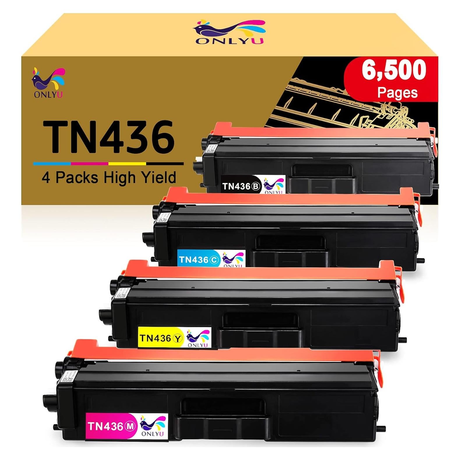 Cartuchos de Tóner Compatible ONLYU TN436 TN433 TN431 4-Pack