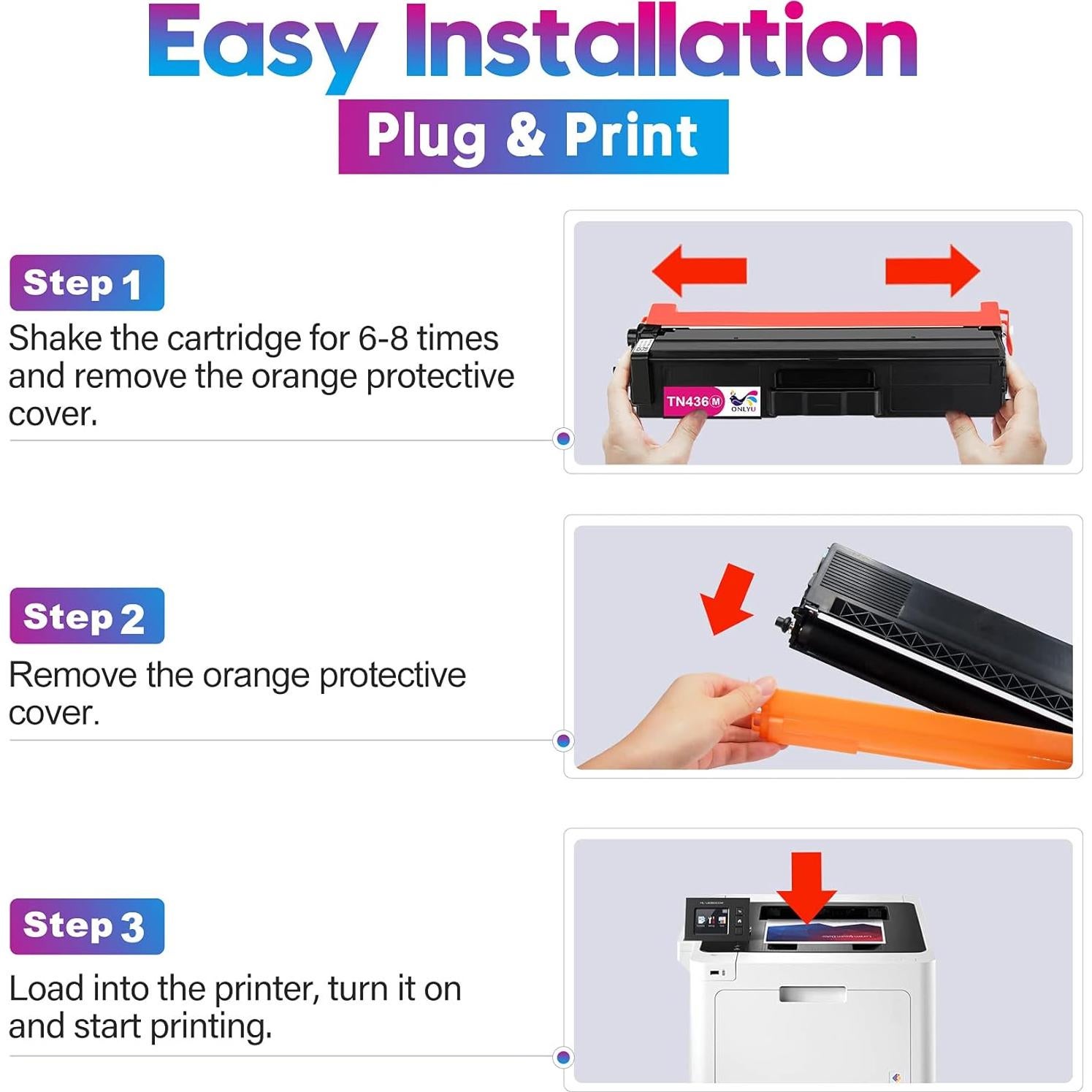 Cartuchos de Tóner Compatible ONLYU TN436 TN433 TN431 4-Pack