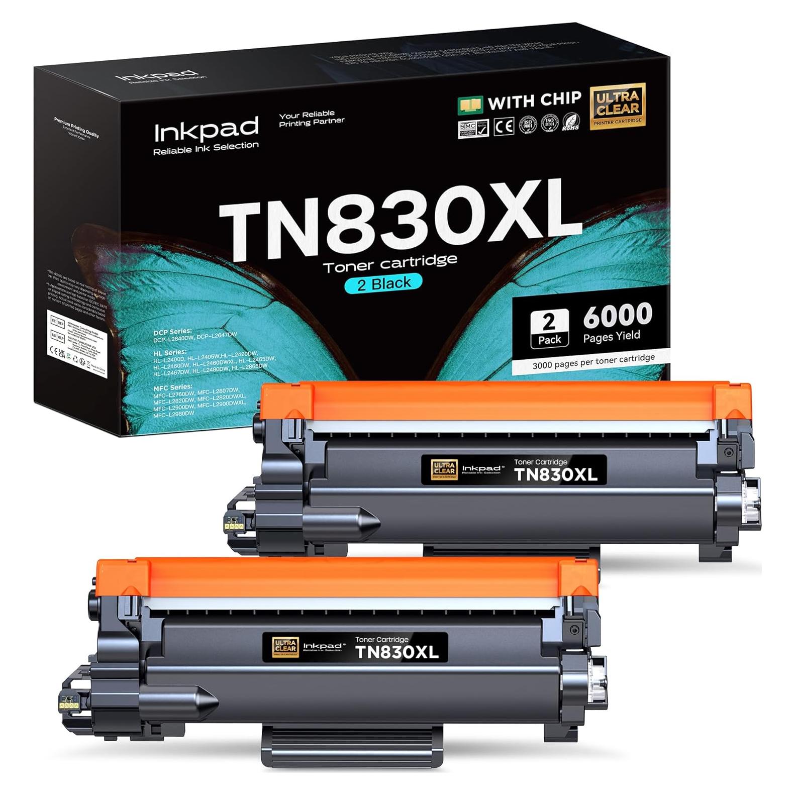 Cartuchos de Tóner TN830XL iNKPAD para Brother - Paquete de 2