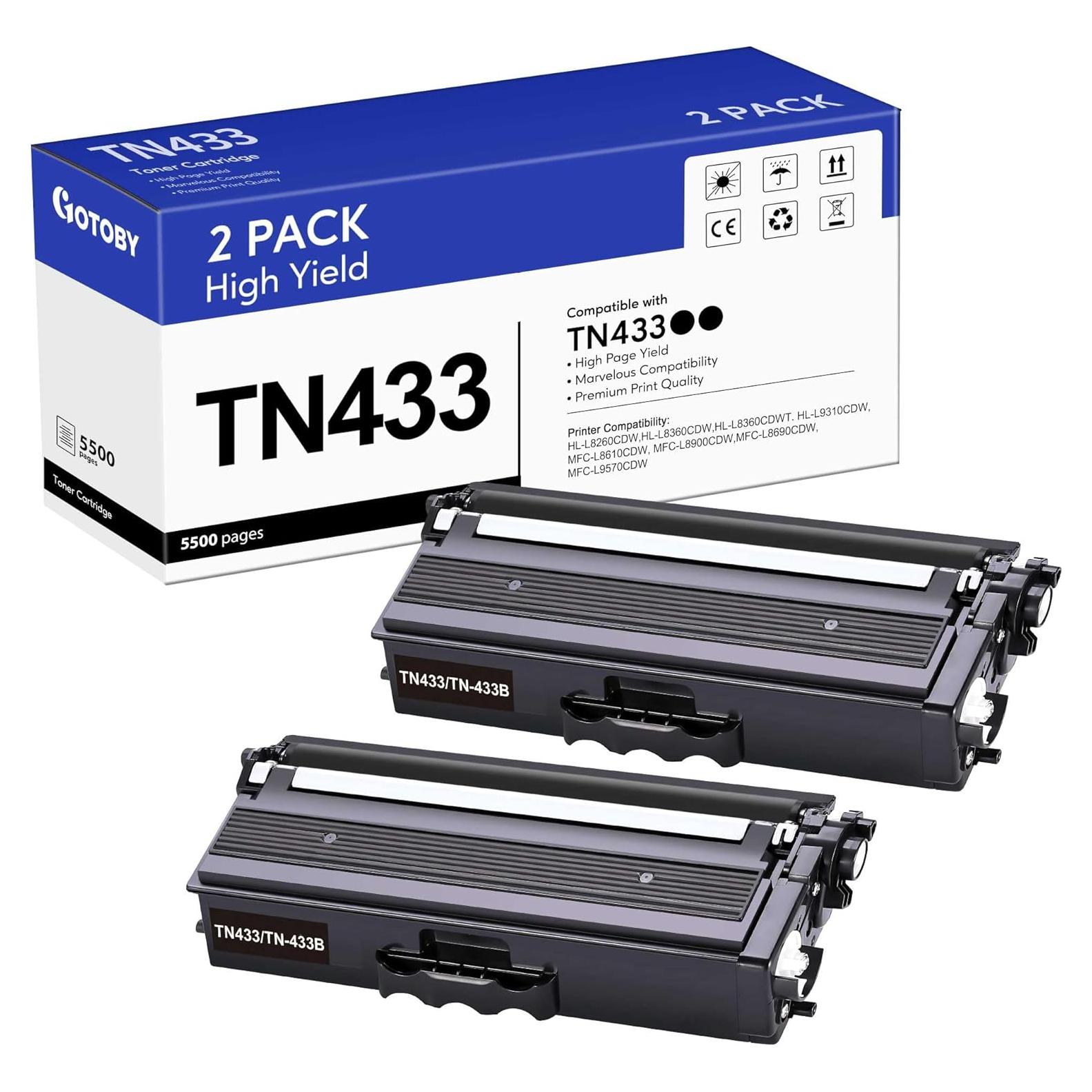 Cartucho de tóner compatible GOTOBY TN433BK Negro 2Pack