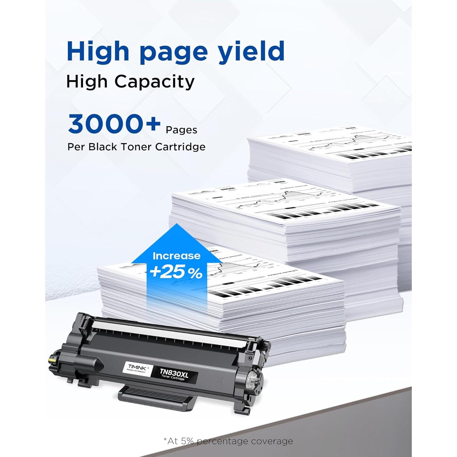 Cartuchos de Tóner TN830XL Timink para Brother - 2 Piezas, 3000 Páginas