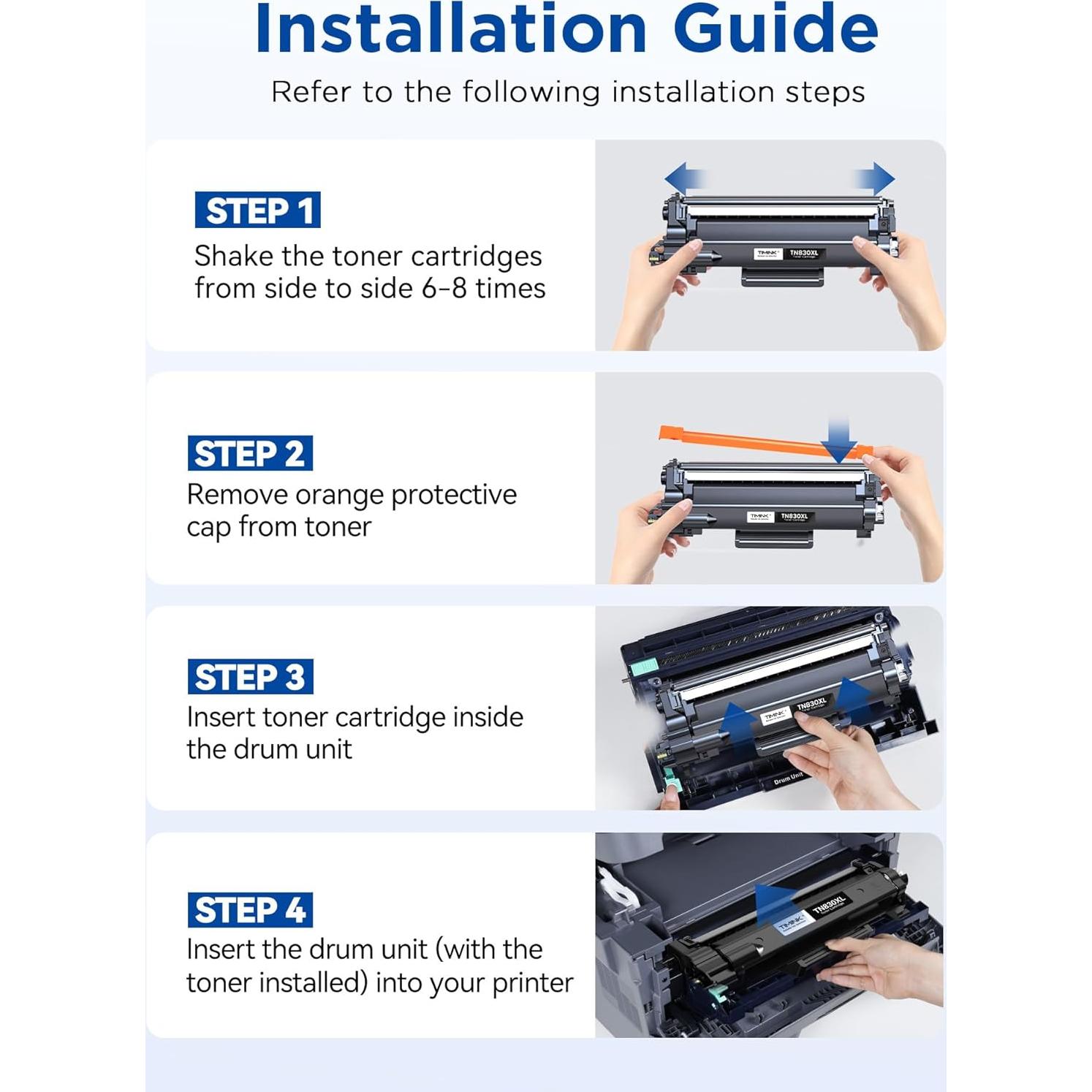 Cartuchos de Tóner TN830XL Timink para Brother - 2 Piezas, 3000 Páginas